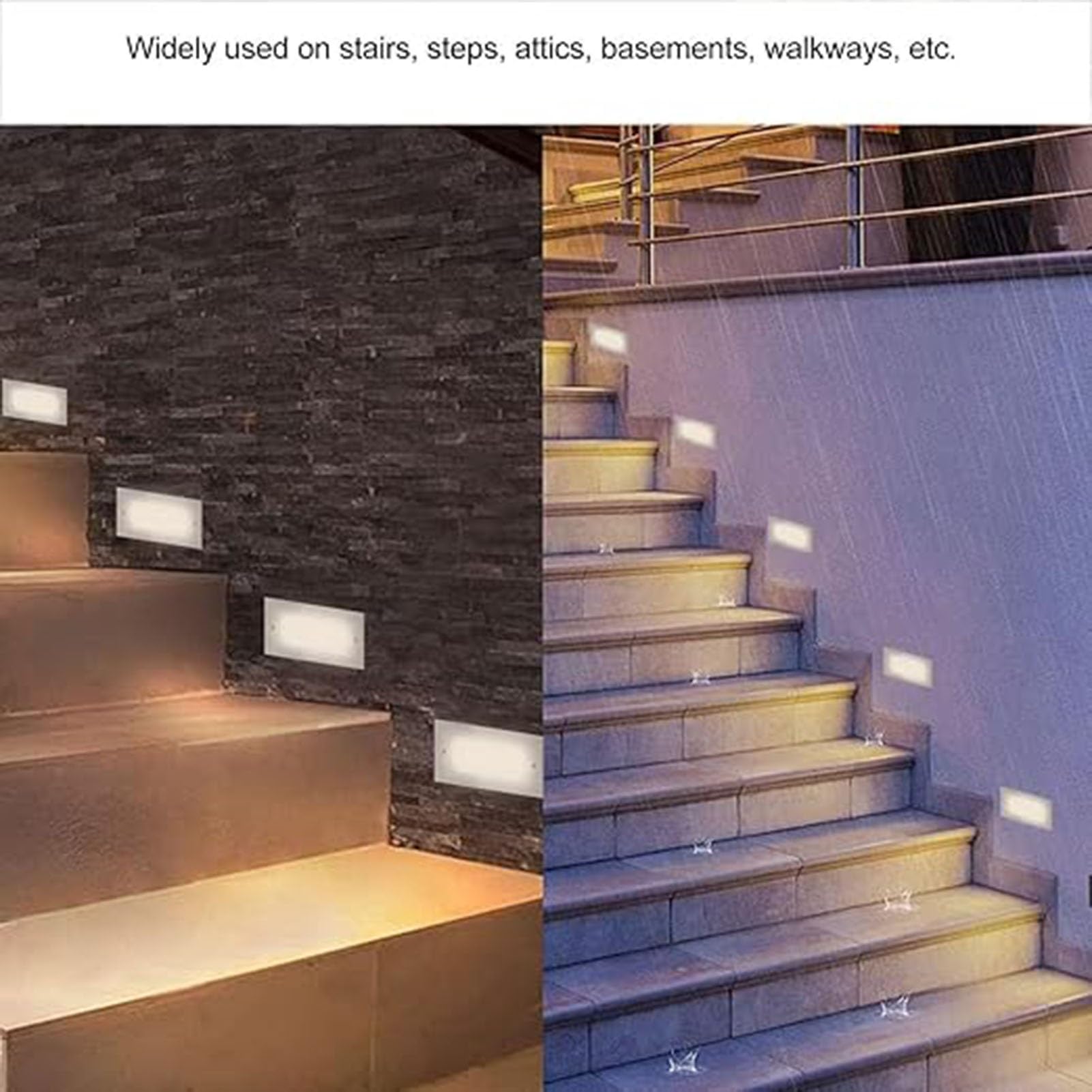 Prostokątna lampa krajobrazowa schodkowa, 85-265 V Ogród zewnętrzny LED Underground Light, IP65 Wodoodporne wpuszczane reflektory Oświetlenie narożne schodów, do ścieżki patio(White)