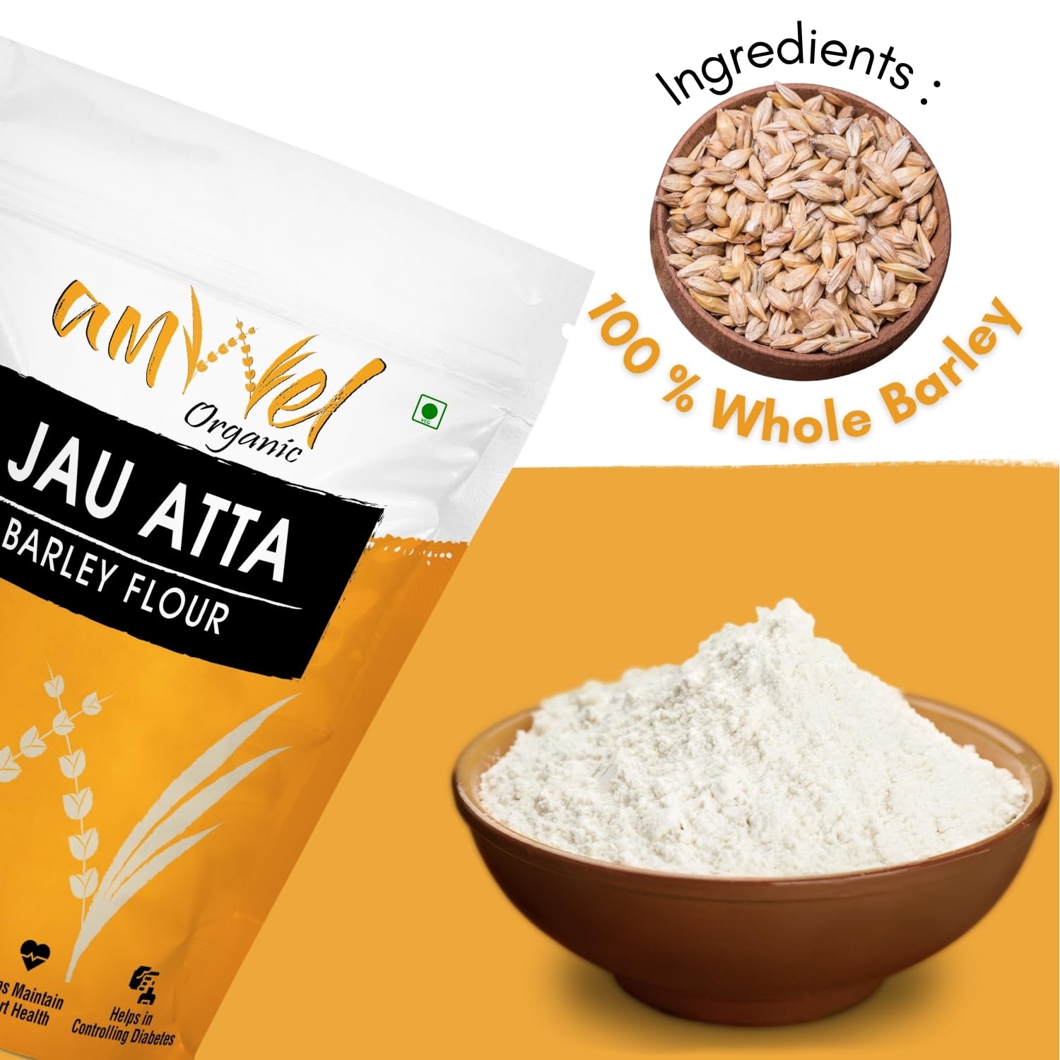 Amwel Barley Flour [Jaun Atta] - Pack of Two [500g x 2 units = 1kg]