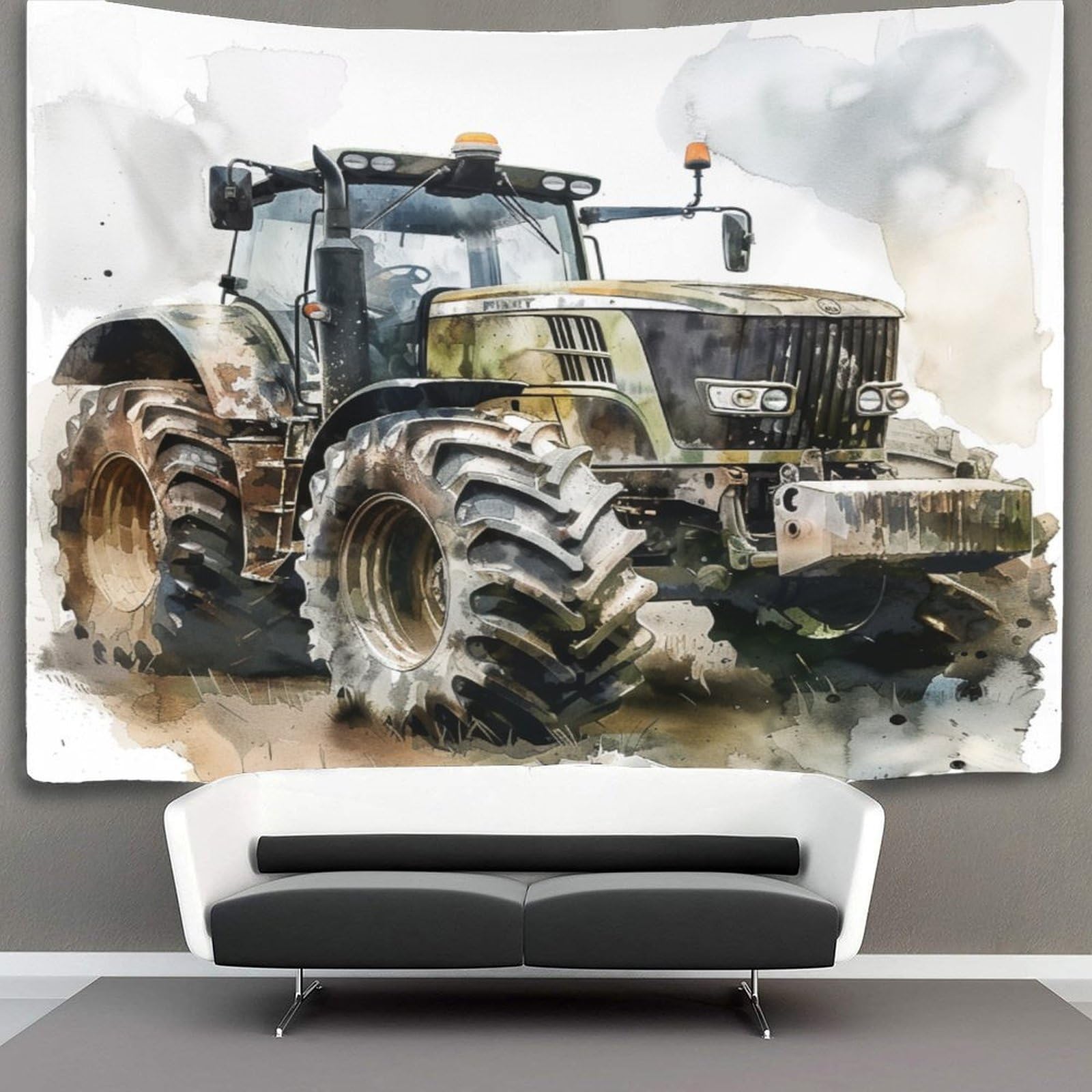 KWFYBEHZ Giant Tractor Tapestry for Bedroom,Watercolor Painting Tapestries,Art Tapestries Wall Hanging Decoration for Living Room Bedroom & Dorm 180cmx230cm