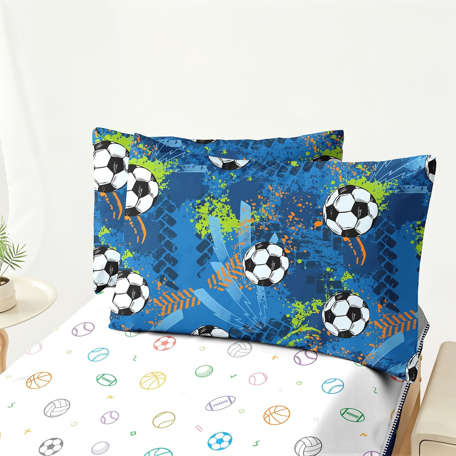 Sports Zipper Bedding Twin Boys Soccer Bedding for Boys Football Comforter All in one Zipper Kids Bedding