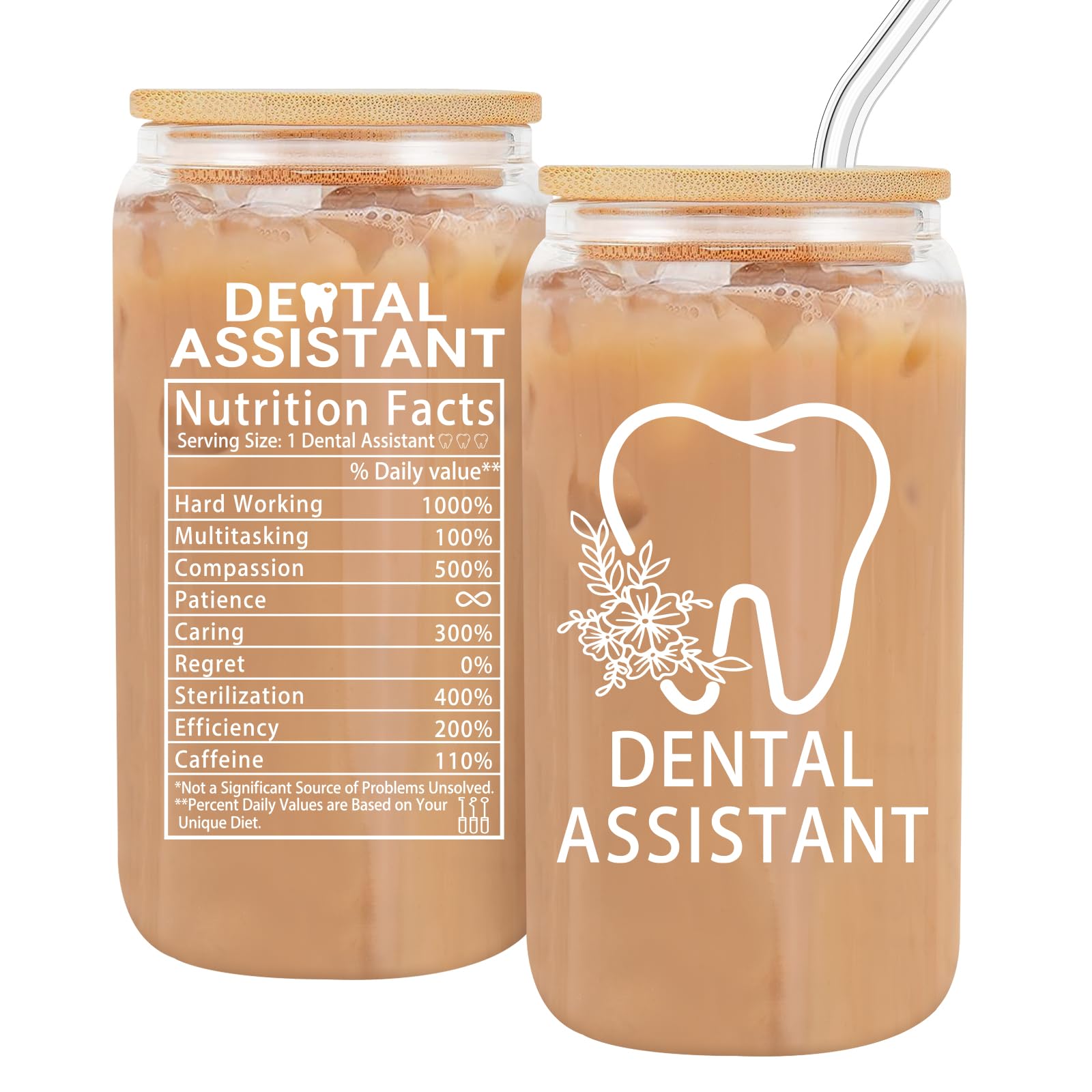Dental Assistant Gifts for Women,Dental Assistant Appreciation Gifts,Dental Assistants Recognition Week Gifts,Dental Assistant Must Have Gift,Coffee Glass Cup 16oz