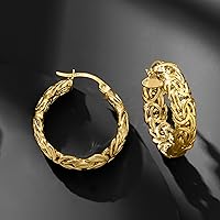 Vista 5 de Ross-Simons Pendientes de aro bizantinos pequeños de oro de 18 quilates sobre plata esterlina