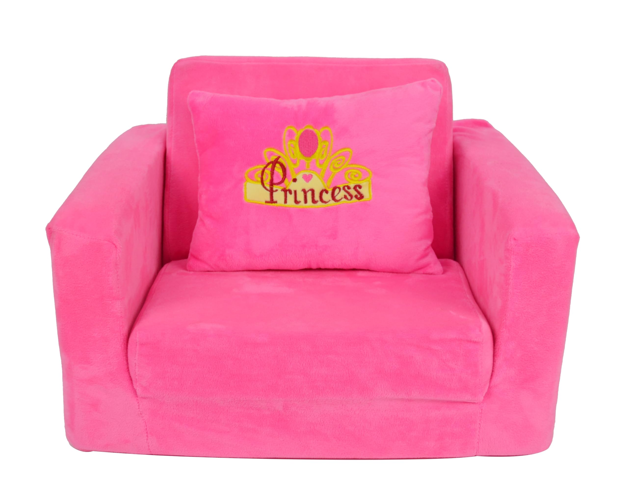 Mondial Toys Poltroncina Letto per Bambini Soffice Poltrona Rilassante Morbida in Peluche con Cuscino Rosa