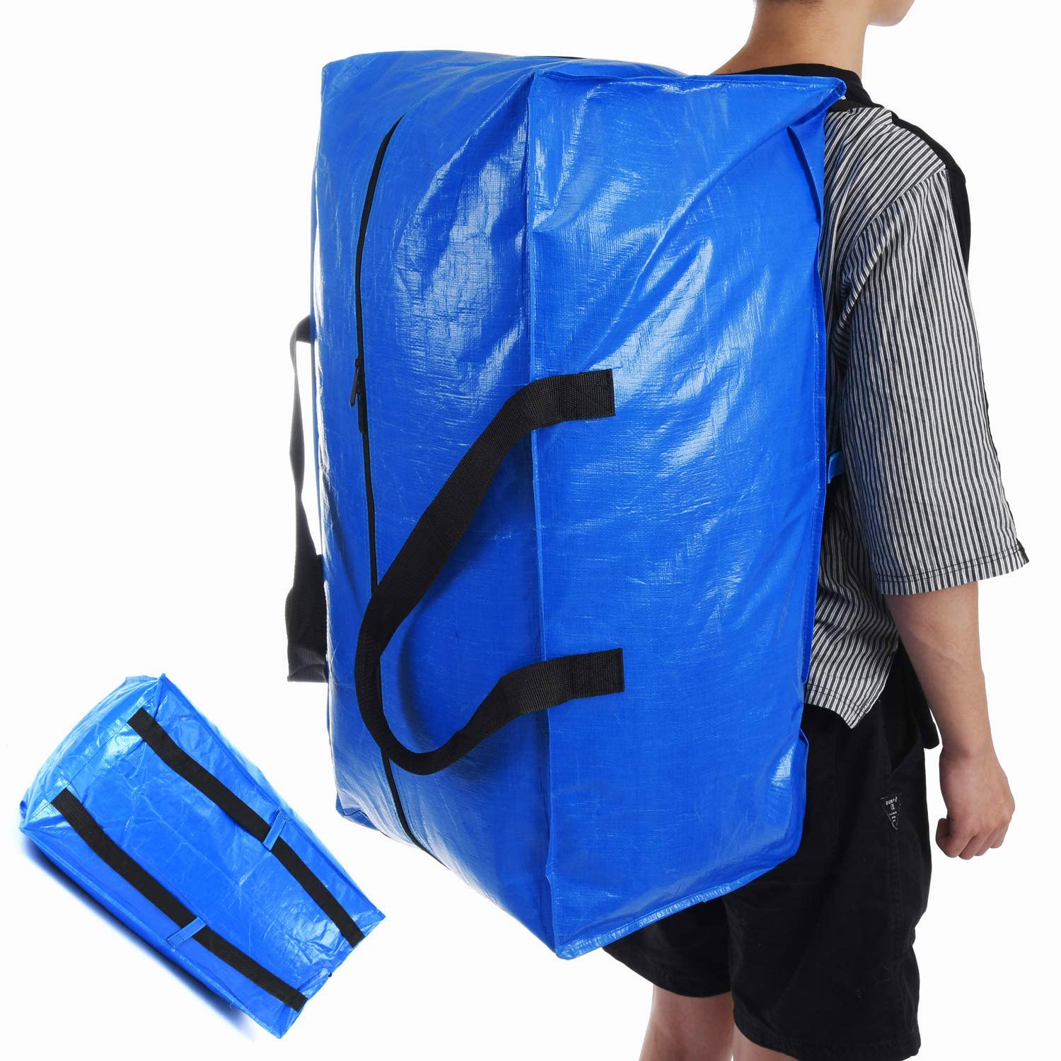 Reniteco Sacchetti Per Traslochi Extra Grandi 61L – Confezione Da 6, Resistenti, Con Tasca Etichette, Striscia Colorata