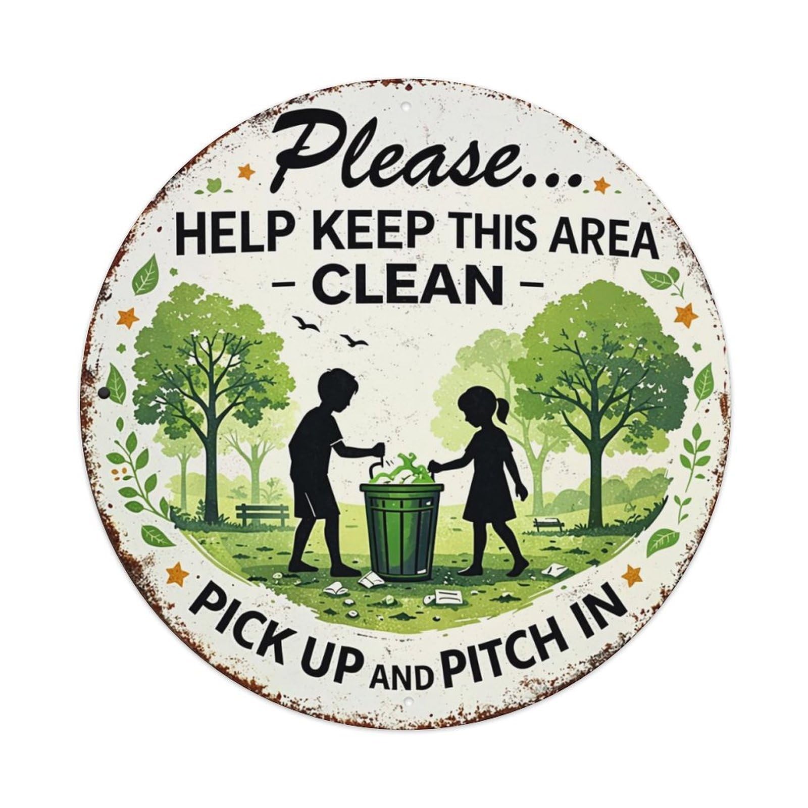 Jdyansheng Vintage Please Help Keep Area Clean Tin Sign Metal Poster Metal Signs For Home Man Cave Bar Cafe Kitchen Laundry Room Wall Decorations 8X8 Inches