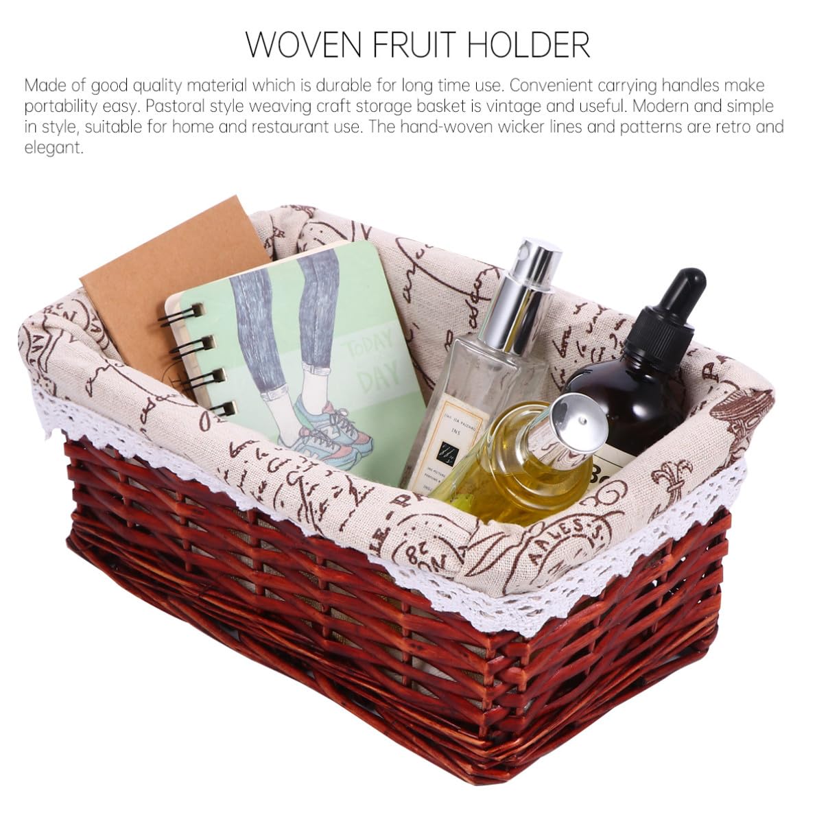Ciieeo 2 Piezas Cesta de Almacenamiento Bandeja de Frutas cestos para la Ropa Sucia con Tapa Cesta de Picnic de Mimbre contenedor de Flores Regalo Caja de almacenaje envase