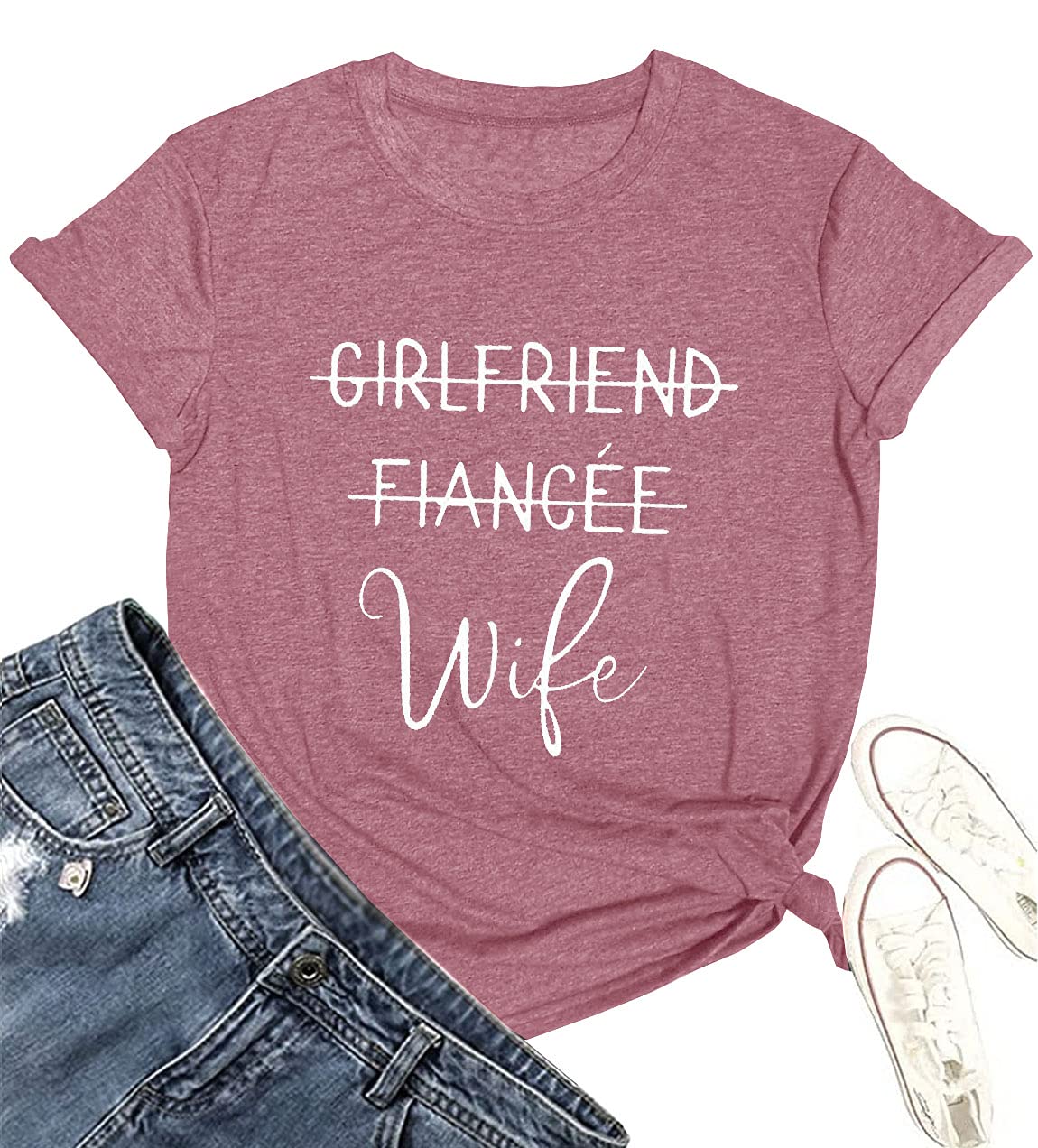 Oriental PearlGirlfriend Fiancee Wife Shirt Women Cute Engagement Gift for Bride Honeymoon Vacation Tops Tee