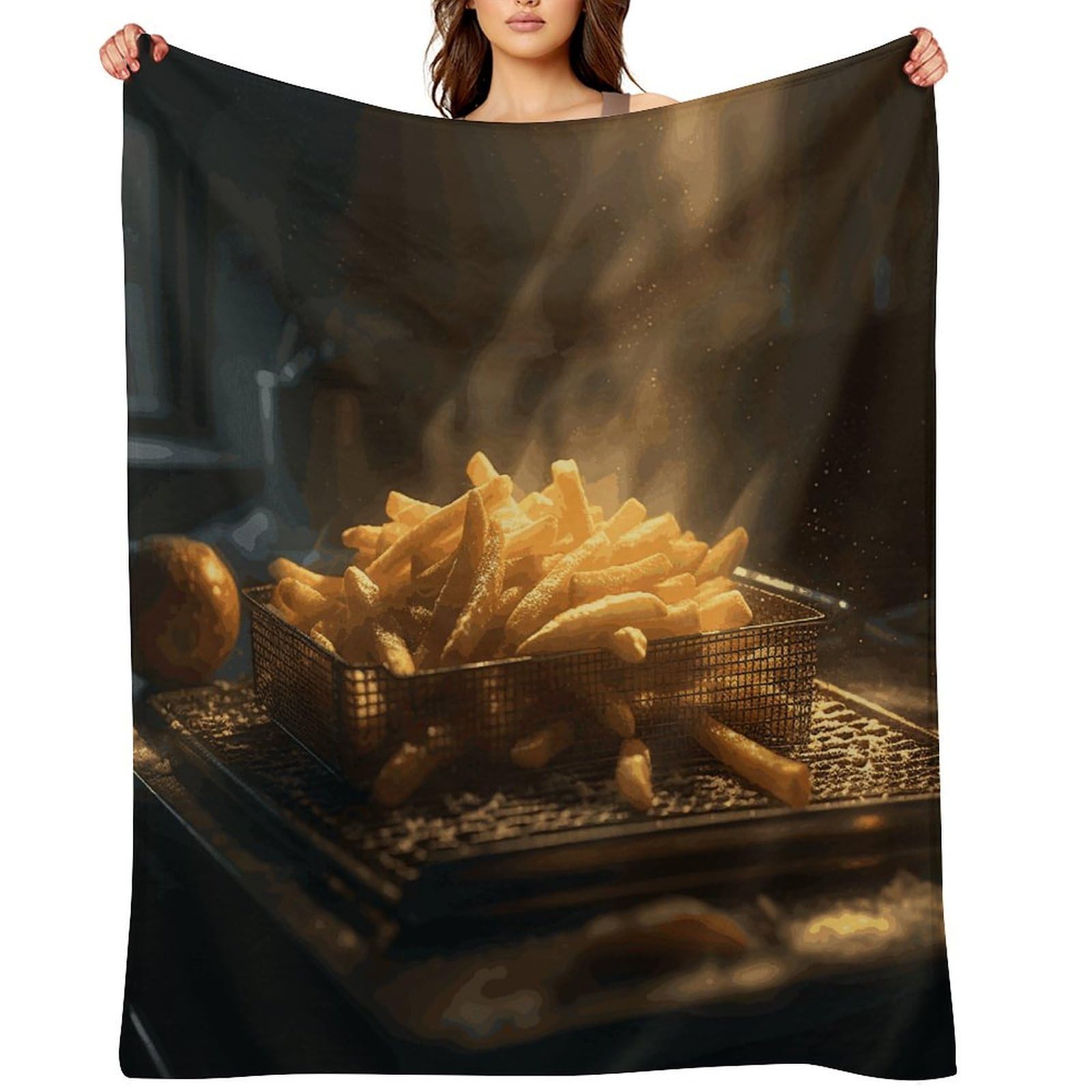 Fekiloot Style French Fries Throw Blankets Camping Blanket60 X80