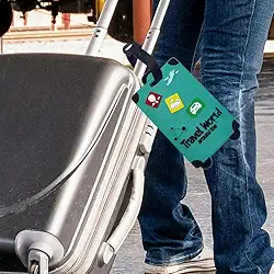 Etiquetas de bagagem de silicone para malas, 1 conjunto de etiquetas de bagagem, etiquetas de bolsas, bagagens antiperda, essenciais para viagens de aeroporto (laranja/rosa/vermelho/amarelo/cinza/azul