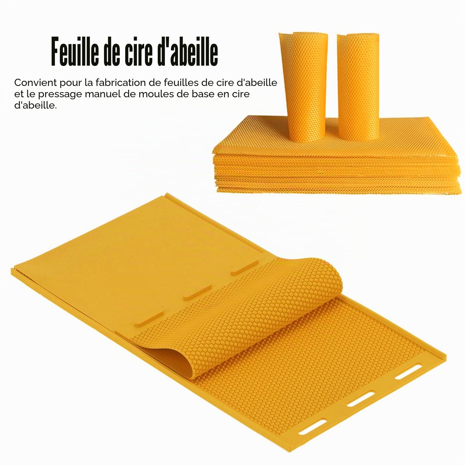 Asixxsix 2 Feuilles de Moule à Cire d'abeille, Moule en Feuille de Cire d'abeille en Silicone, Moule de Presse à Cire d'abeille Flexible de 5,4 Mm, Fondation de Nid de Machine à Embosser
