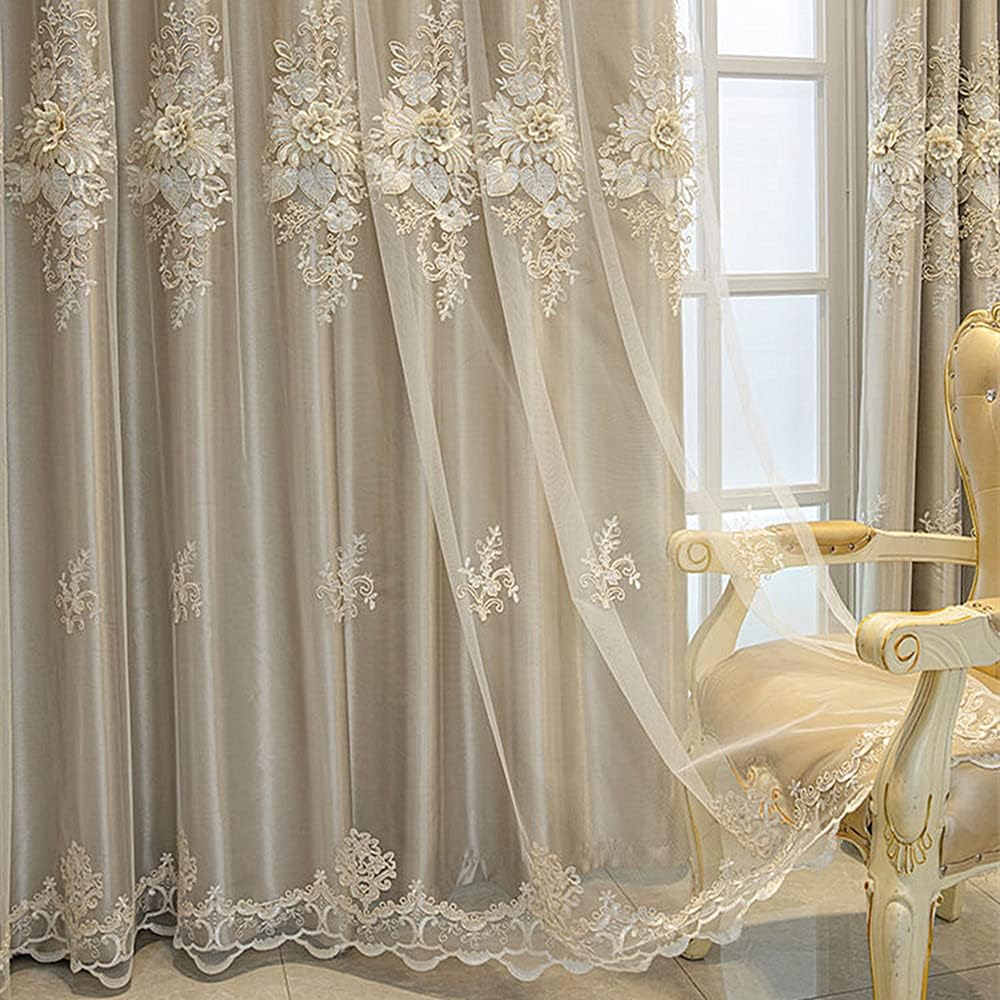 Amidoudou 1 Pair Luxury European Curtains with Valance for