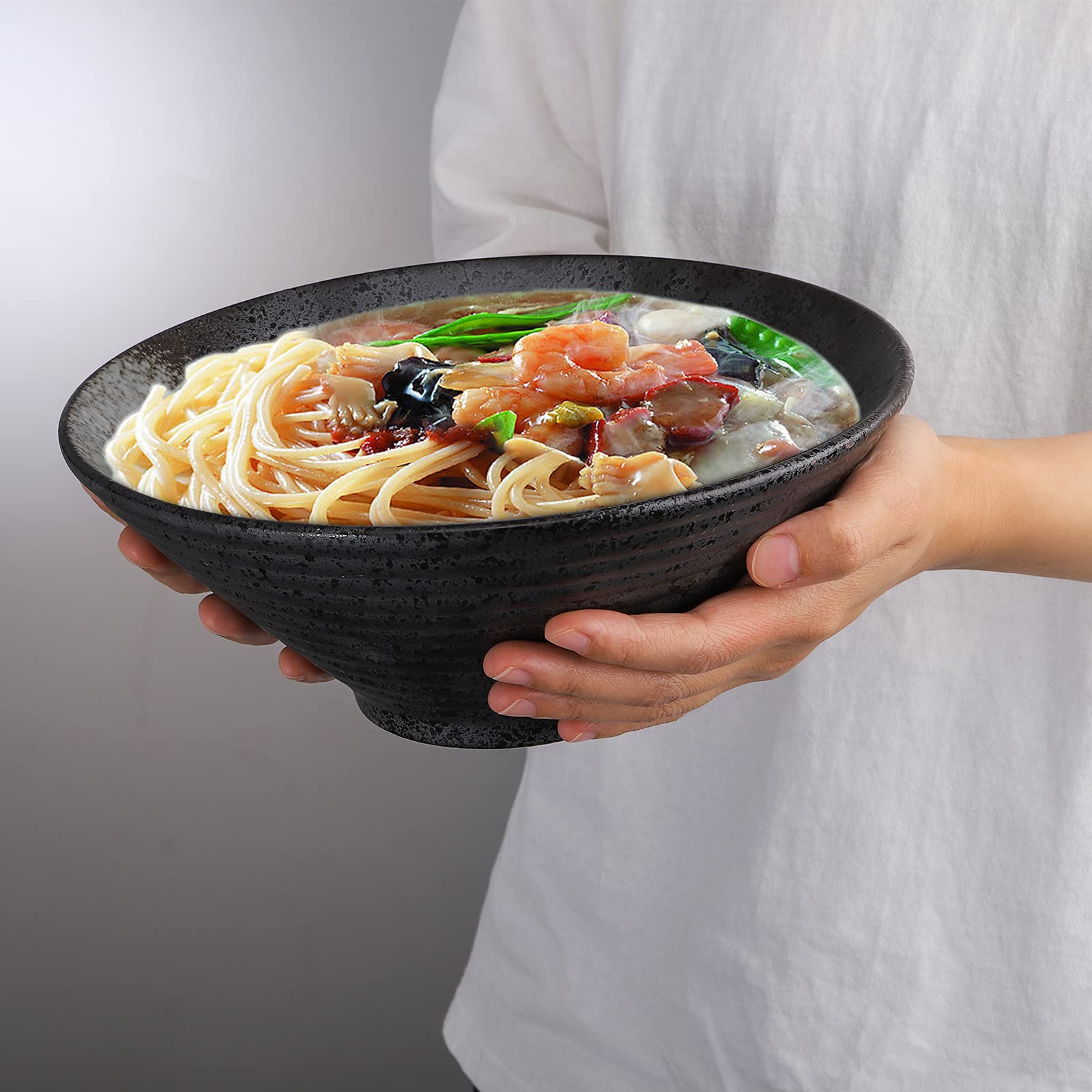 Amazon.com: ZOOFOX 2 Pack Ceramic Ramen Bowl Set, 60 oz Japanese