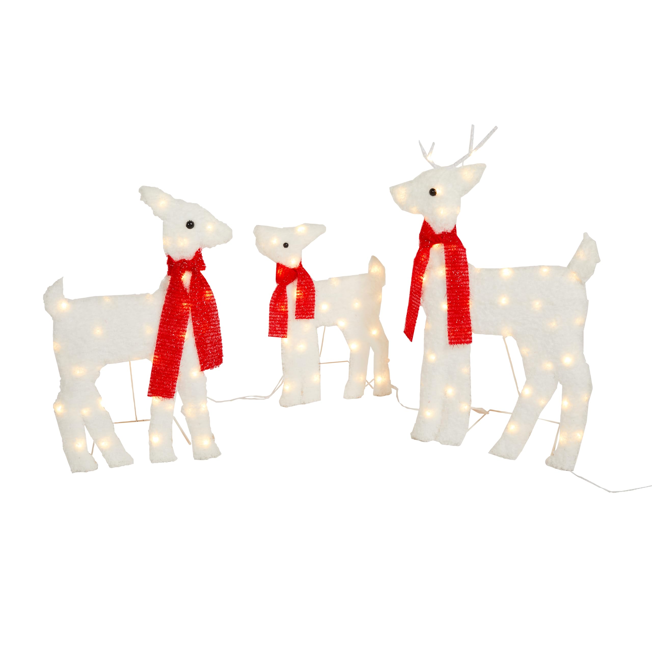 Lights4fun 3er Set LED Rentier Silhouetten Rentier Familie Außen Timer Weihnachtsbeleuchtung Innen Weihnachtsfigur Rentier Deko Außen und Innen