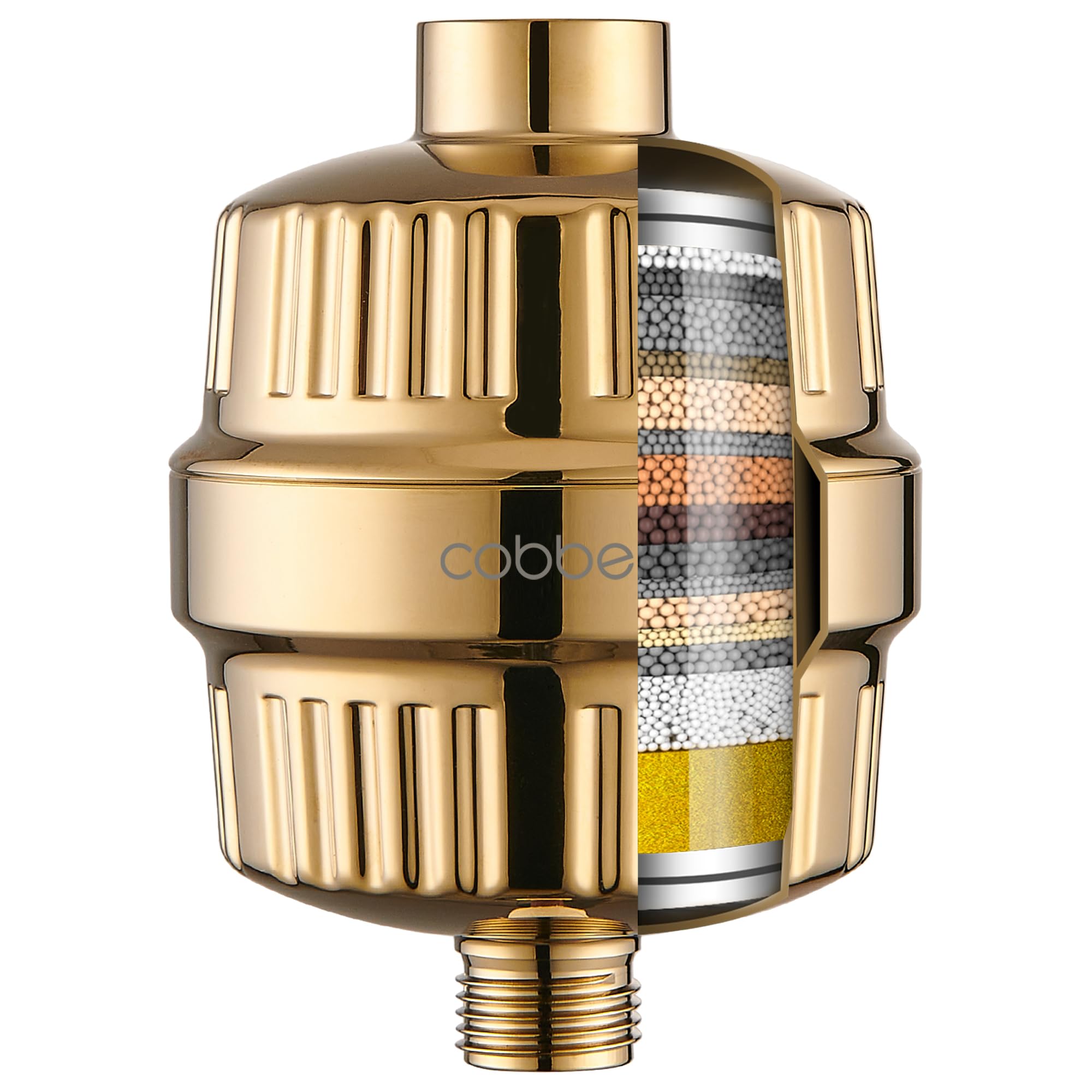 Cobbe HD HEAVY DUTY High Output Shower Filter – 99% REMOVAL Shower Head Filter for Hard Water, Heavy Metals, Chlorine and Harmful Substance, Improve your skin and hair - Egyptian Gold