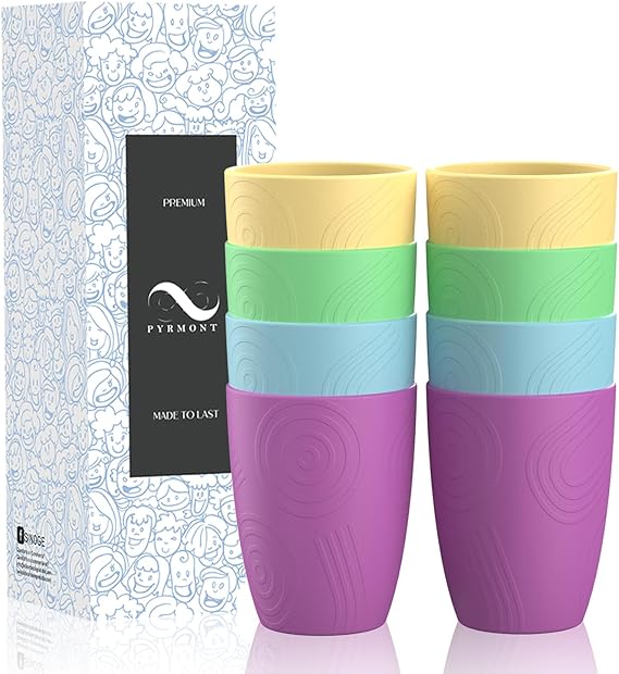 PYRMONT Drinking Cups Wheat Straw Cups Set of 8, Plastic