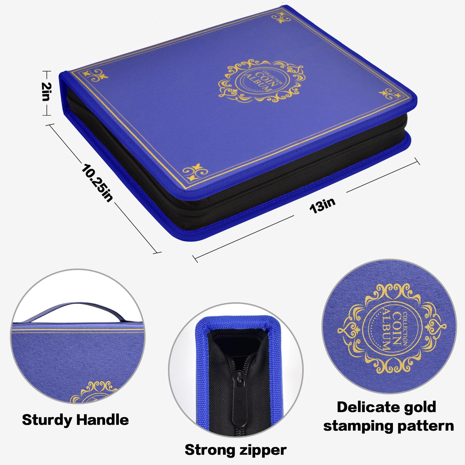 Amazon.com: 硬幣收藏書架適用於收藏家,200 個口袋硬幣收集相冊和30 個袖紙鈔票展示收納盒,適用於貨幣收藏用品(200+30 張紙鈔活頁夾)-  藍色: