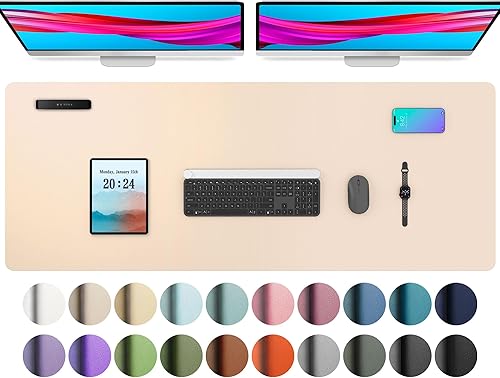 Miniatura 321 de Aothia Protector de escritorio de cuero, alfombrilla para mouse, alfombrilla de escritorio de oficina, antideslizante, de piel sintética, Agua,Azul