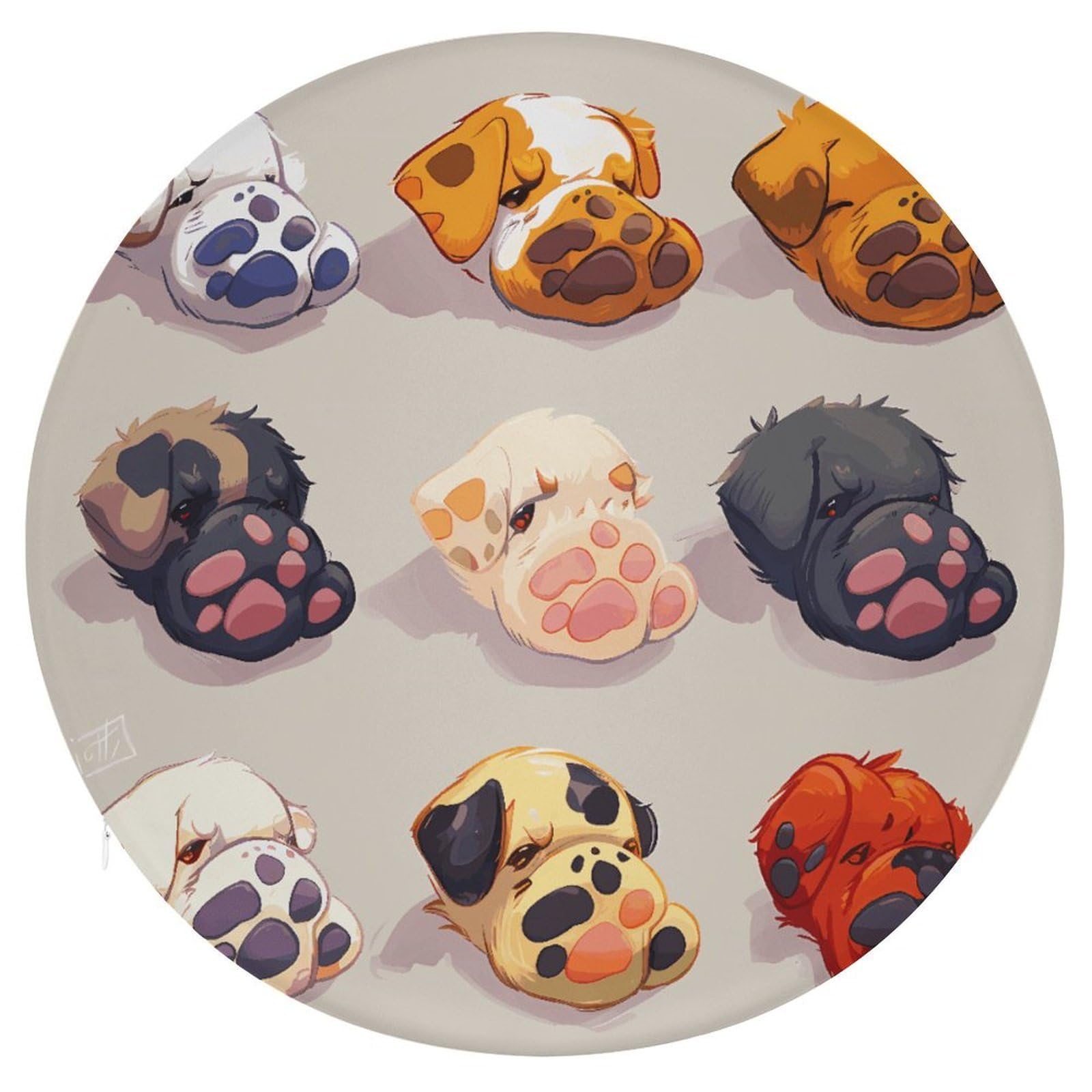 LZQPOEAS Cute Dog Paw Swivel Seat Cushion with Supportive Memory Foam Comfort Round Bar Stool Cushion 15.3" Diameter Rotating Seat Cushions Fashion Chair Pad for Car Office Home