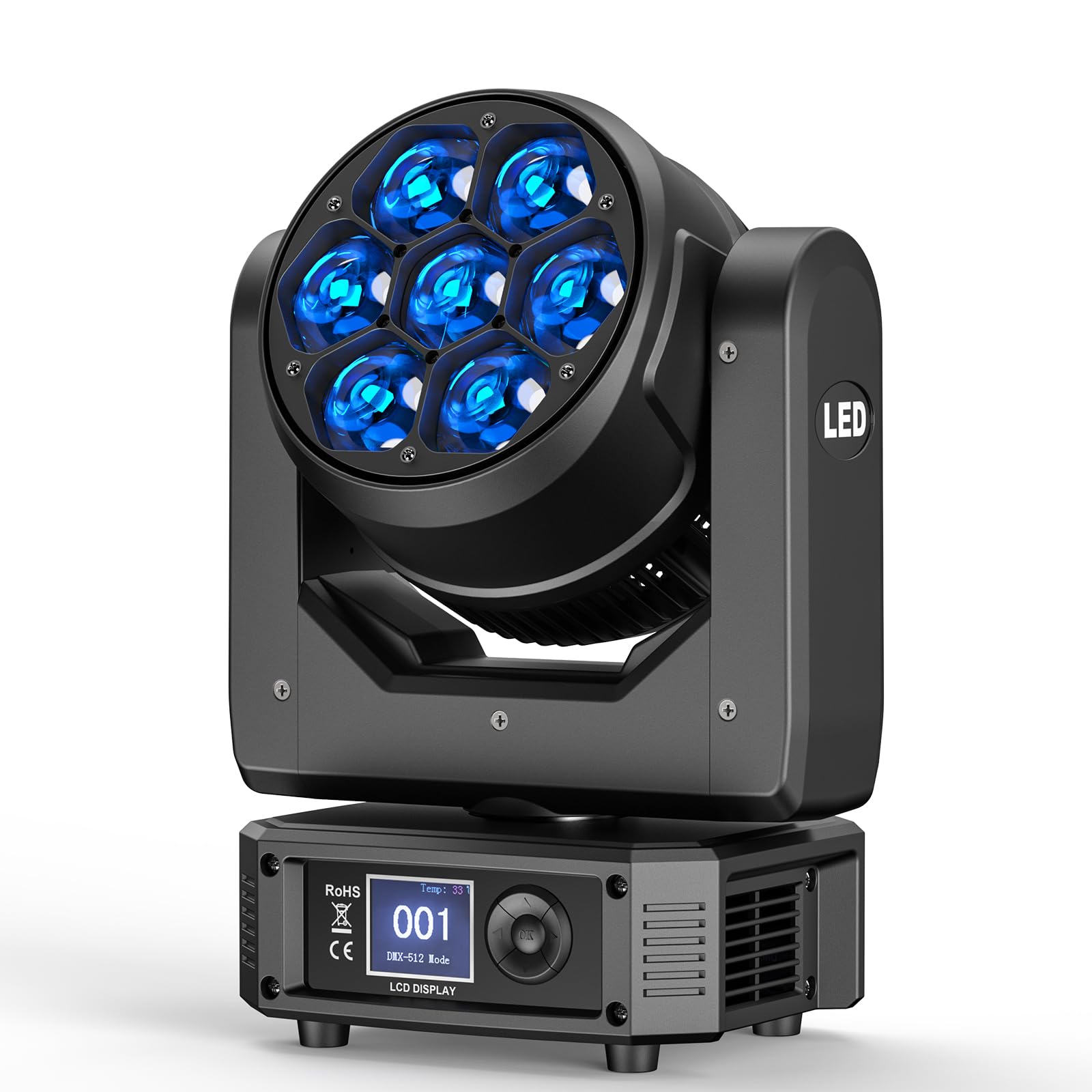 Teste Mobili 7X40W Luci RGBW Beam Funzione Zoom Effetto Luci Discoteca DMX 23CH/35CH/51CH per Natale Feste Concerti Club