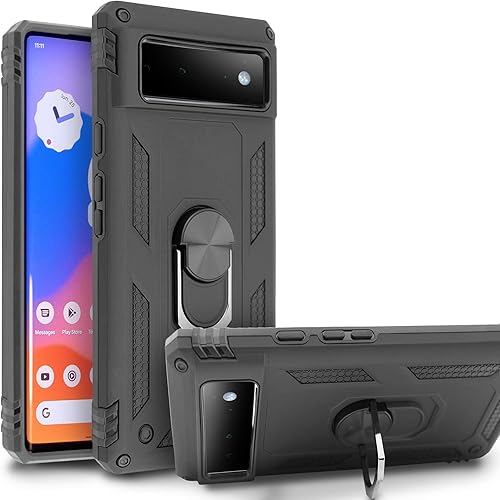 Funda compatible con Google Pixel 6, funda para Google Pixel6, soporte magnético de anillo para dedo, soporte de grado militar, funda para teléfono