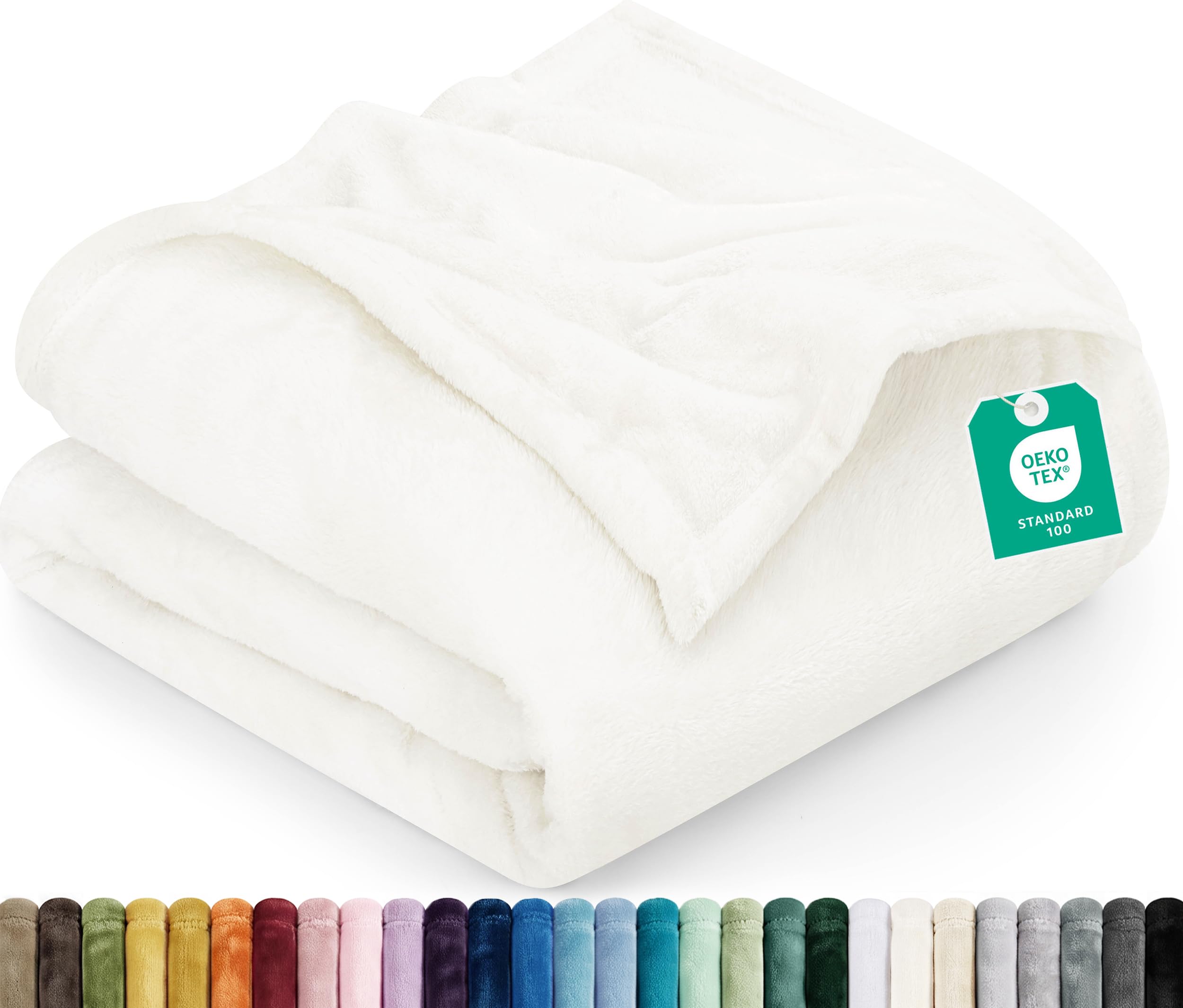 Utopia Bedding Ultra Soft Fleece Bed Blanket Twin Size Ivory (60x80 Inches)