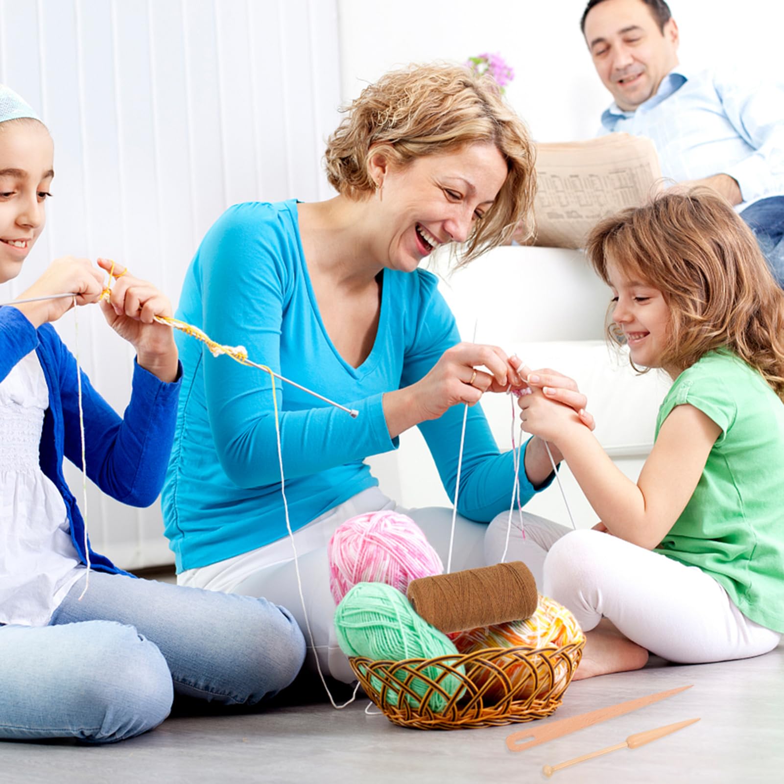 Housoutil 3 Juegos Tejer de Madera para Principiantes Kit de Herramientas Algodón para Bufandas Suéteres y Artesanías Diy para Actividades Familia y Enseñanza Manual