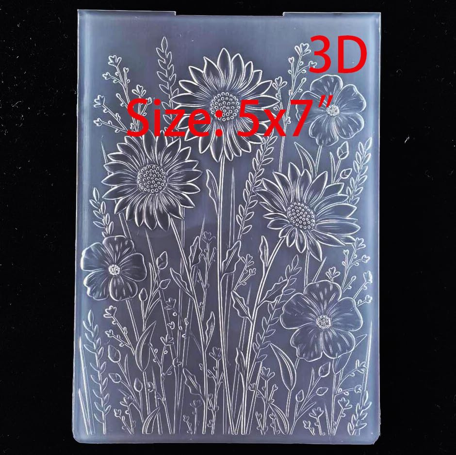 DDOUJOY 3D Flowers Daisy Leaves Background Plastic Embossing Folders for Card Making Scrapbooking and Other Paper Crafts 4032101