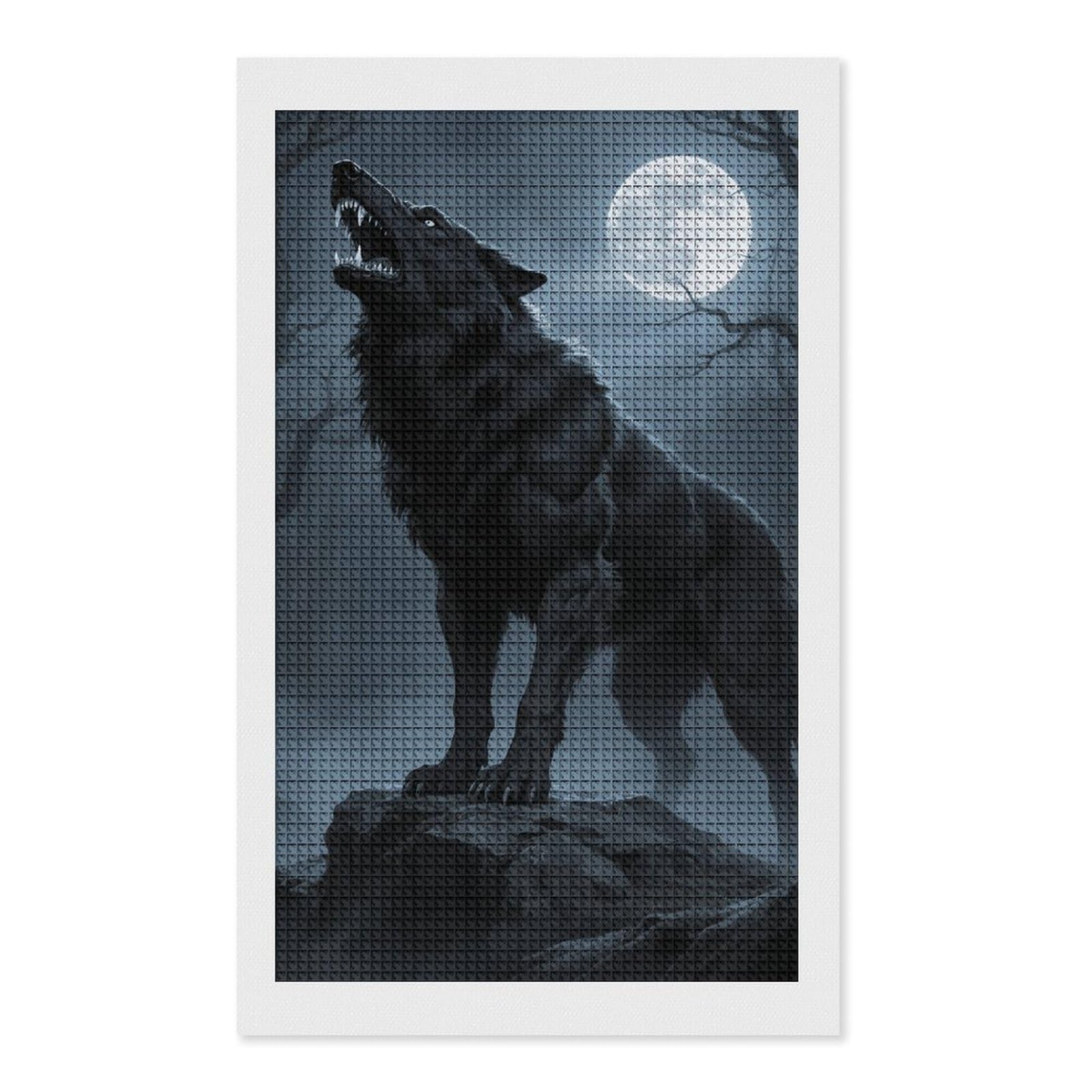 FodPand Ferocious Howling Wolf 5D Diamond Painting Kits for Adults Beginners Full Drill Square Diamond Dots Pictures Gem Art Supplies for Home Wall Room Decoration DIY Craft Set Gift 12x20