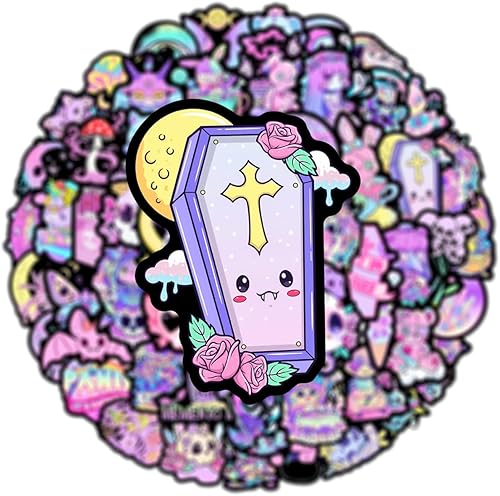 Miniatura 3 de Lindas calcomanías góticas para niños, 50 calcomanías de vinilo impermeables para botellas de agua, cuadernos, portátiles, fundas de teléfono,