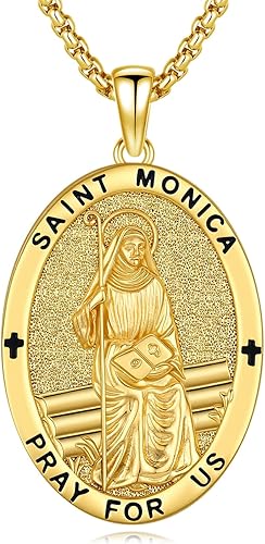 Vista 247 de Collar con colgante de plata de ley 925 con medalla de San Patrón, joyería religiosa para hombres y mujeres, con cadena de acero inoxidable 316L