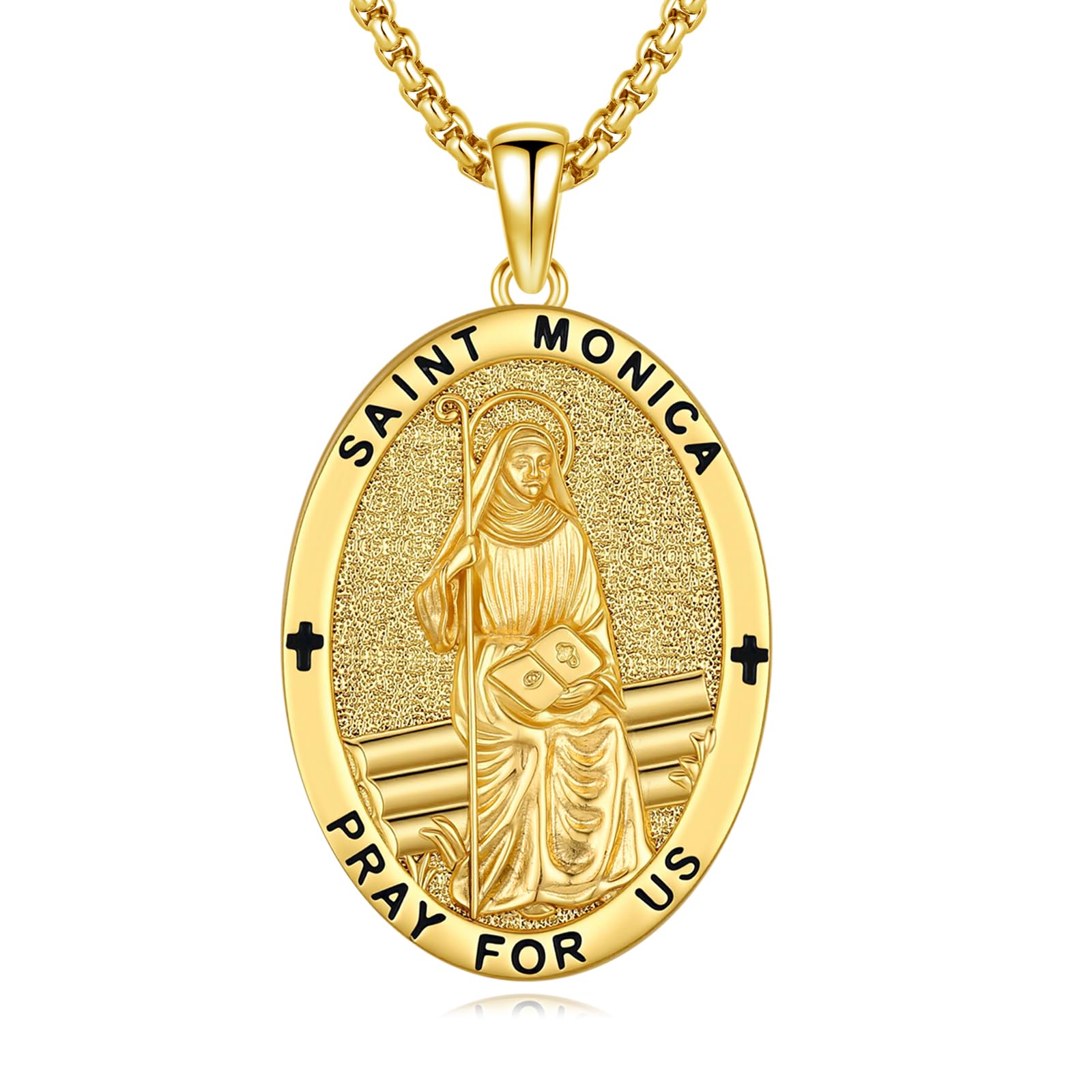 Silver/14K Gold Patron Saint Medal Amulet Necklace for Men Women