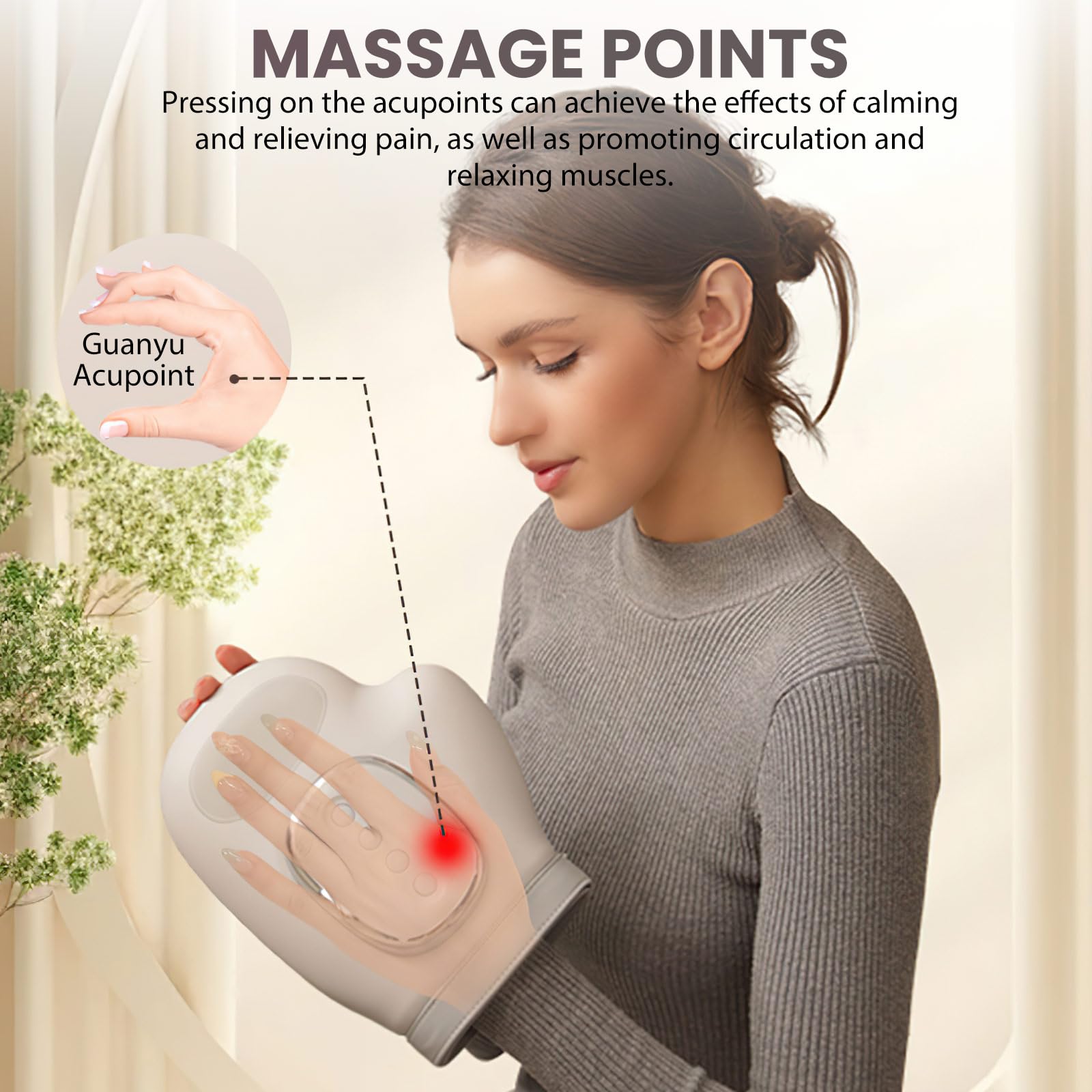 Handmassagegerät mit Thermotherapie,3 Modi,5 Intensitätsstufen,15 Minuten automatischer Timer,Wiederaufladbare Hand-Massagegerät,Wireless Elektrisches Handmassagegerät,Geschenke (1PCS)