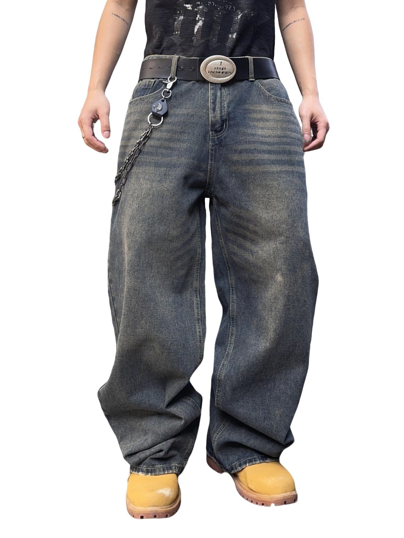 DFGIGT Mens Streetwear Hip Hop Baggy Jeans