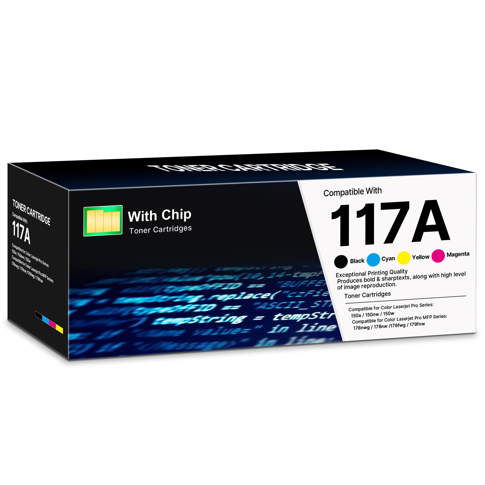 117A 117X Mit Chip Toner Kompatibel für HP 117A Toner Set für hp Color Laser MFP 178nwg 179fwg 178nw 150nw 179fnw W2070A W2071A W2072A W2073A Tonerkartusche (Schwarz Cyan Gelb Magenta,4er-Pack)