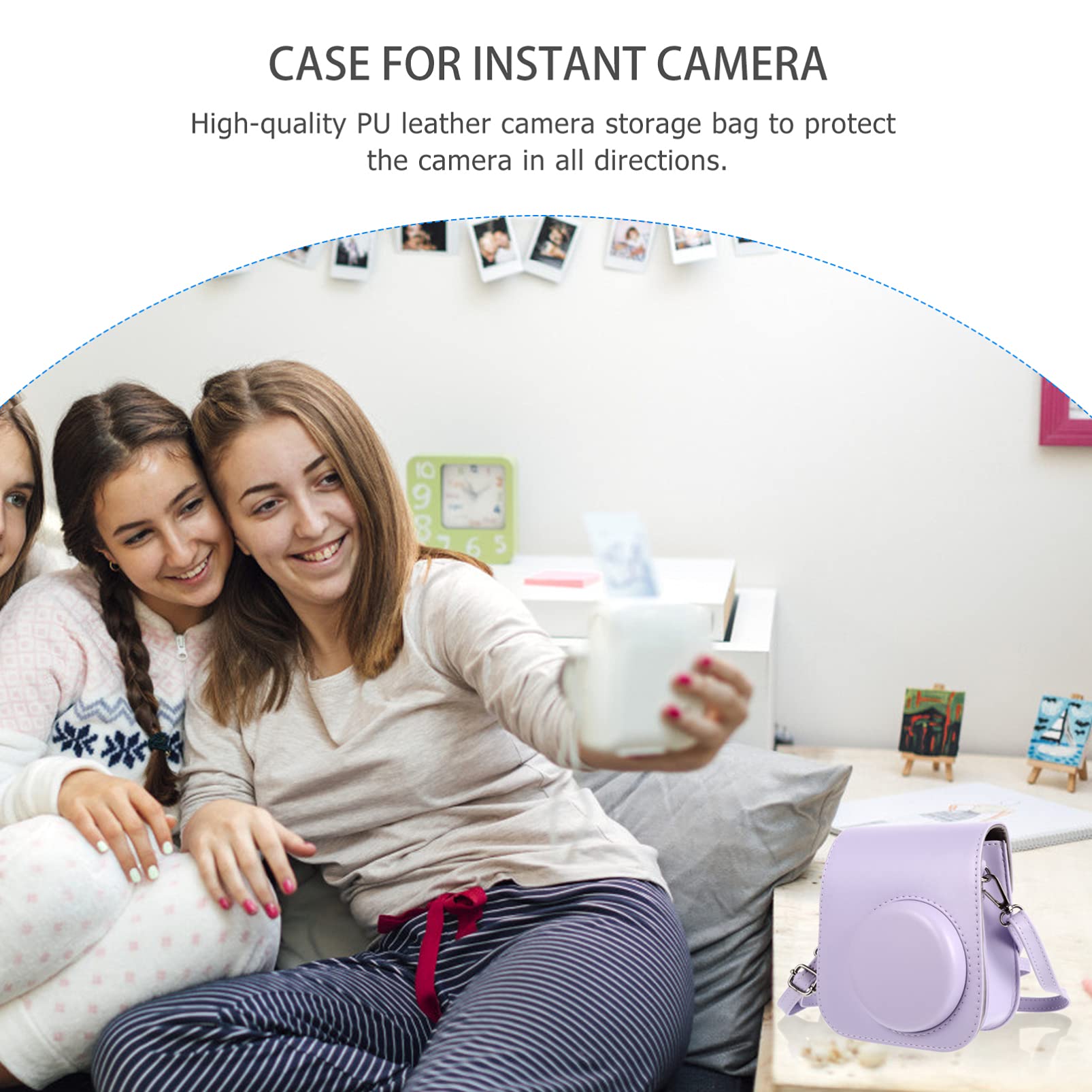 PartyKindom Custodia in Pu per Fotocamera Istantanea Mini 11 con Cinturino Regolabile, Protezione Completa Antigraffio, Borsa Compatta per Escursionismo, Shopping e Campeggio, Accessorio
