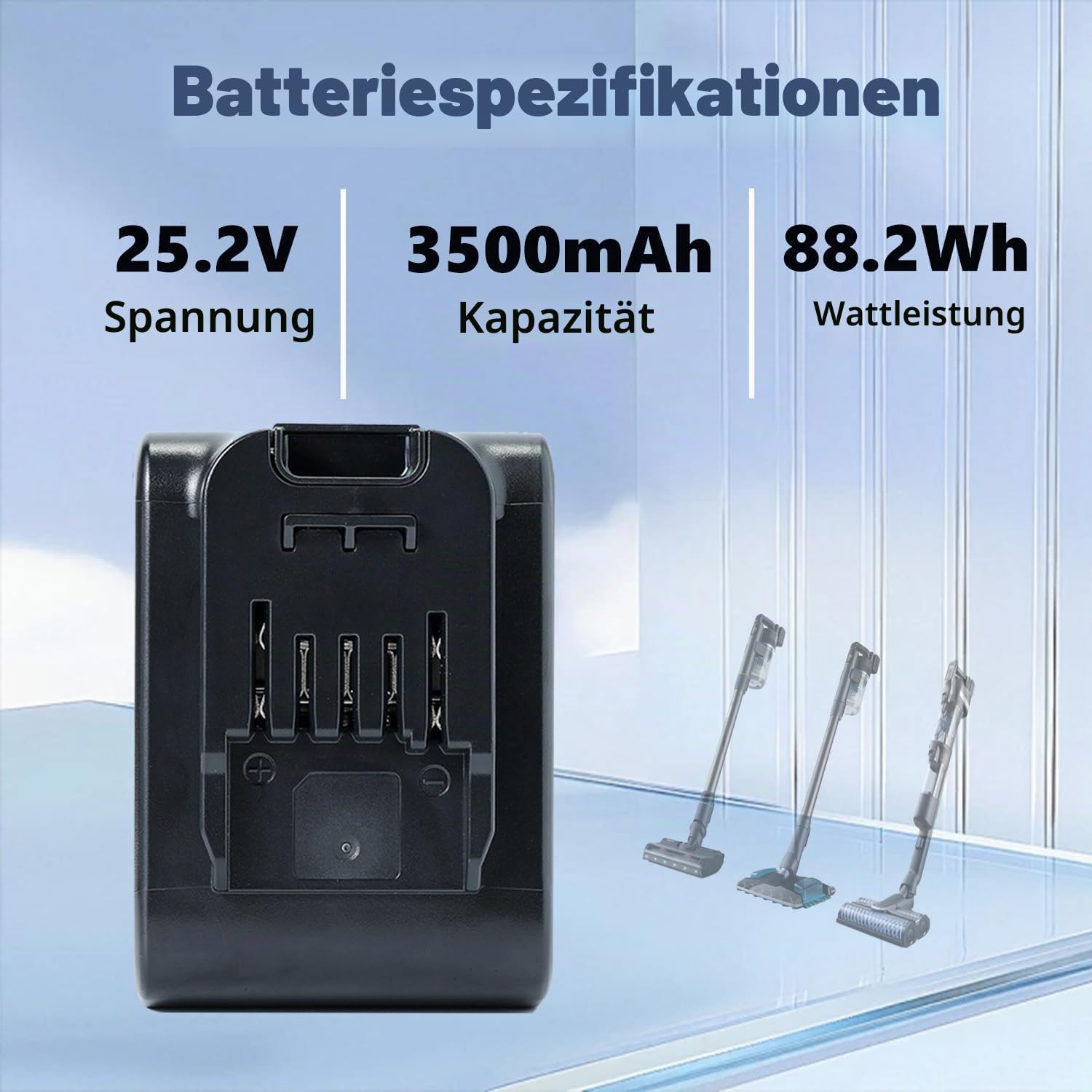 3500mAh Ersatzakku für Philips 9000/8000/7000 Serie Akku,Kompatibel mit Philips Staubsauger XV1797/01 (25,2V) – Passend für XC8055, XC7053, XW9384 etc., Hohe Kapazität