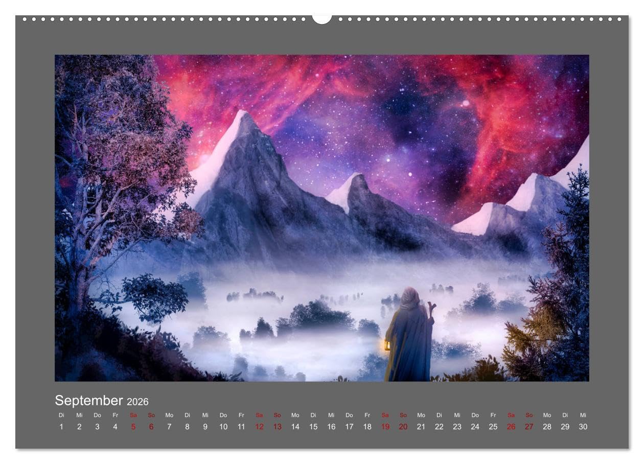 Weg des Zauberers (Wandkalender 2026 DIN A2 quer), CALVENDO Monatskalender: Ein Fantasy-Bilderbuch (CALVENDO Kunst)