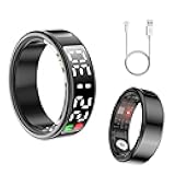 2025 Smart Ring for Women and Men with Display Screen, IP68 ultrahuman ring air, Bluetooth Health Ring iOS/Android, Activity Tracker/Heart Rate/Blood Oxygen/Sleep (Black&Magnetic Charging Cable, 11#)