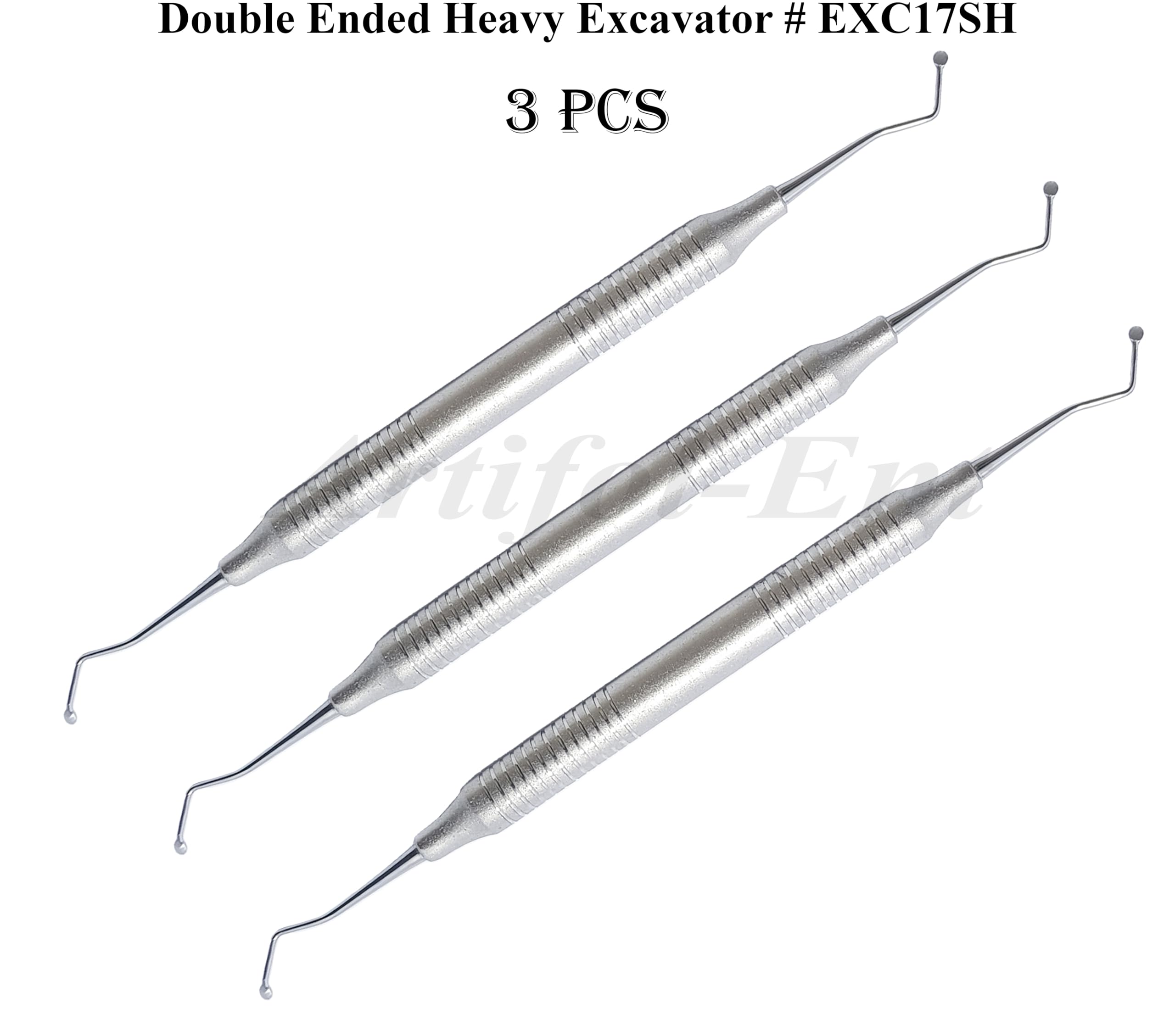 Generic Double Ended Dental Heavy Excavator Spoon 17cm EXC17SH 3 Pcs Set Stainless Steel Restorative Instruments Endodontic Tools Slip Resistant Handle