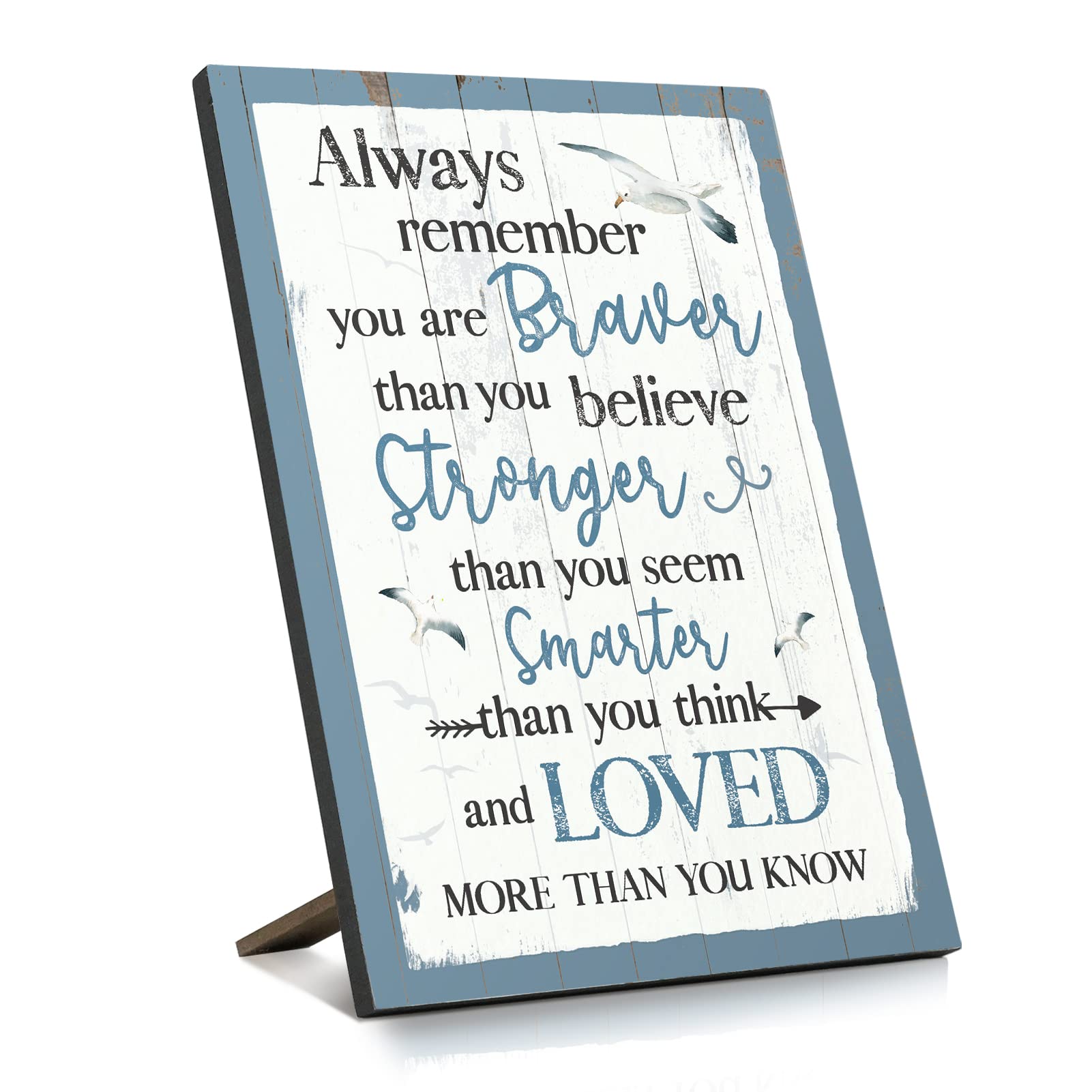 Putuo DecorPutuo Decor Always Remember You Are Braver Than You Believe Sign, Inspirational Plaque Gifts for Women, 5.8x8.2 Inches Positive Quotes Tabletop Decoration