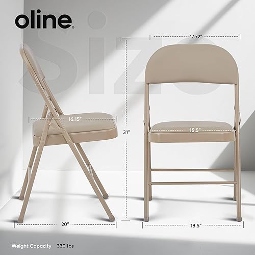 Miniatura 2 de Oline Sillas plegables de vinilo, sillas acolchadas de vinilo con marco de metal duradero, sillas plegables apilables para interiores y exteriores,