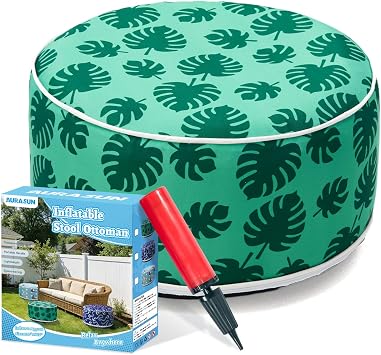 AURASUN Inflatable Ottoman Footrest Stool, Green