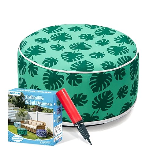 Inflatable Ottoman Footrest Stool for Outdoor Patio Pool - Round