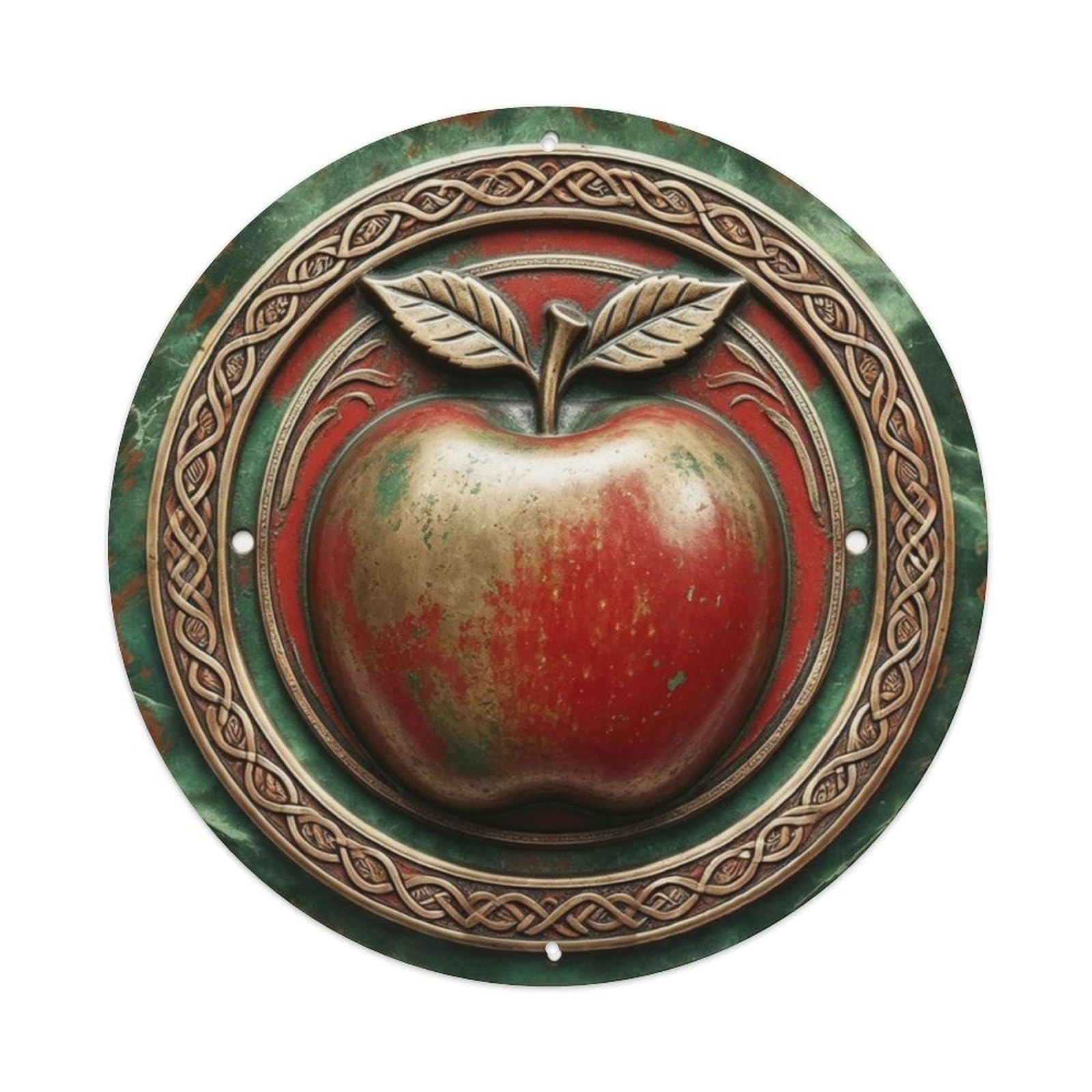 Lvalogy Style Apple With Leaf Border Orchard Farm Metal Tin Sign Plaque