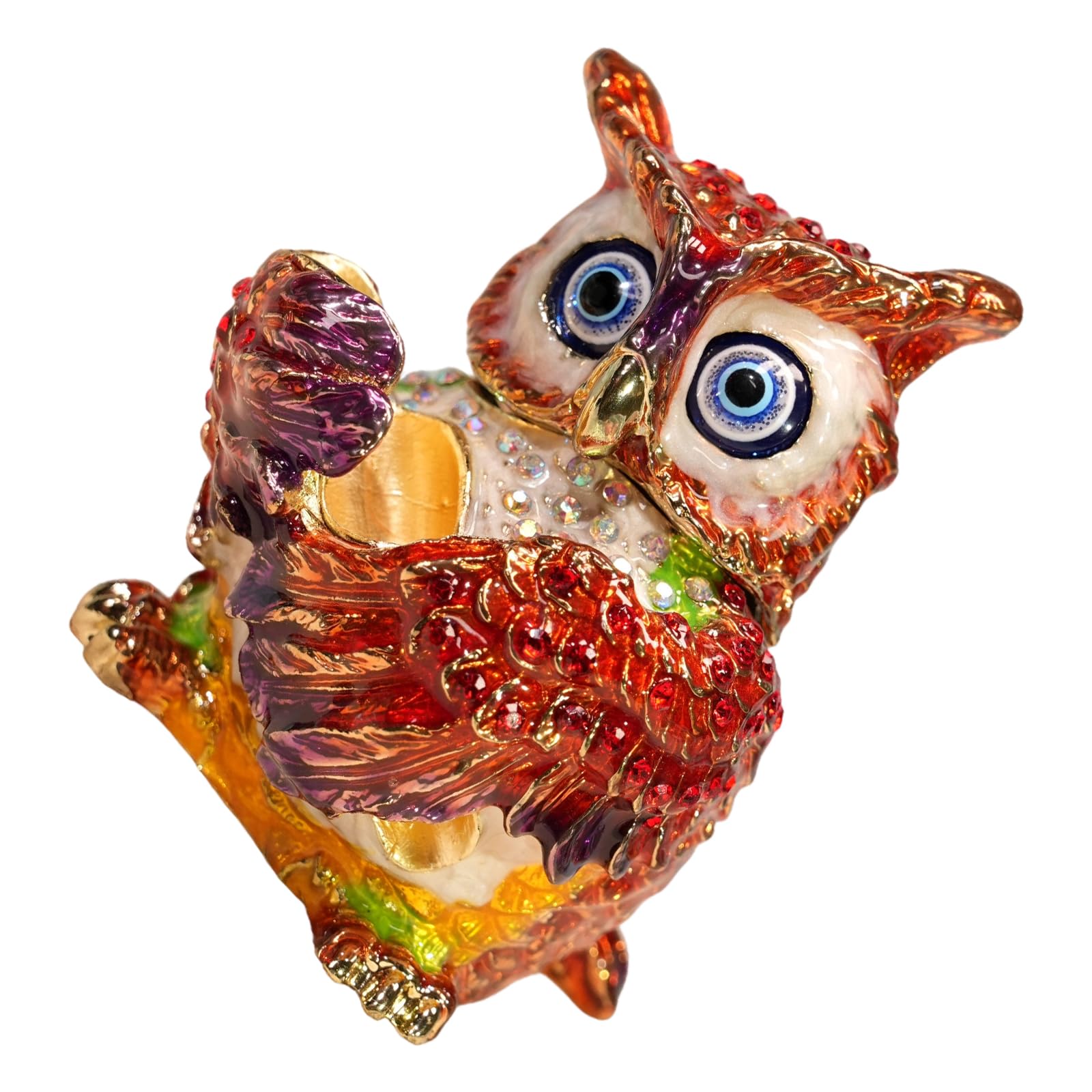 carotoe Owl Decoration Alloy Jewelry Organizers Multiple Compartment Decorative Box for Rings Displays Decorative Owl Jewelry Holder