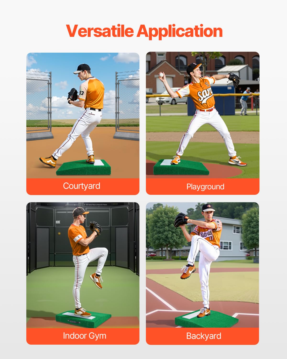 VEVOR Monte di Lancio Portatile per Baseball, 78,74 cm Attrezzatura per Allenamento e Pratica di Lancio per Interni Esterni, Erba Sintetica Anti-Scolorimento, Gomma per Lancio, Maniglia per Trasporto