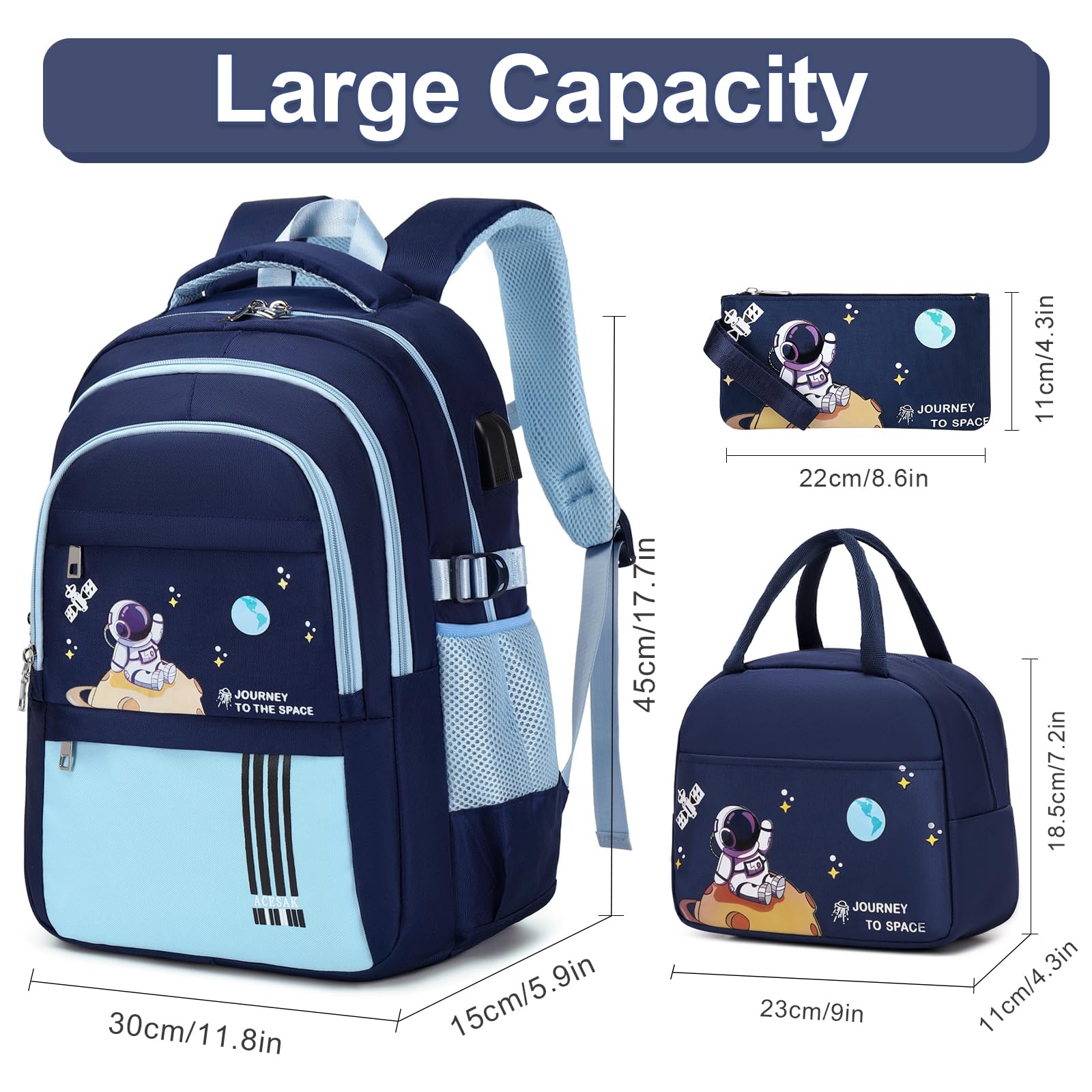 ACESAK 01 Sac à dos BAG-HP, bleu clair, grand, sac à dos