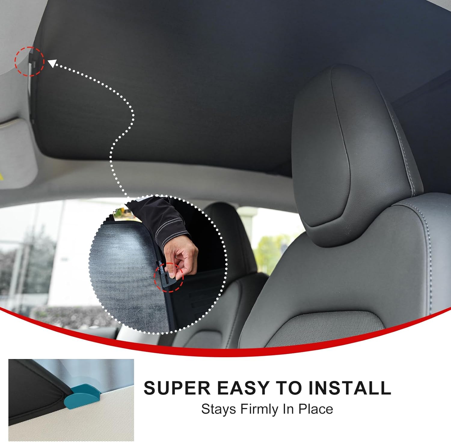 2PCS Sunshade Roof for Tesla Model Y Juniper Glass Roof Sun Shade (No Gaps, No-Sagging) UV Block Heat Insulation Foldable Sunroof Shade Cover for Model Y Juniper Accessories 2025-2026