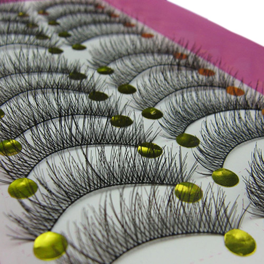 Bluelans 10 Pairs Long Cross False Eyelashes Fake Thick Eye Lashes