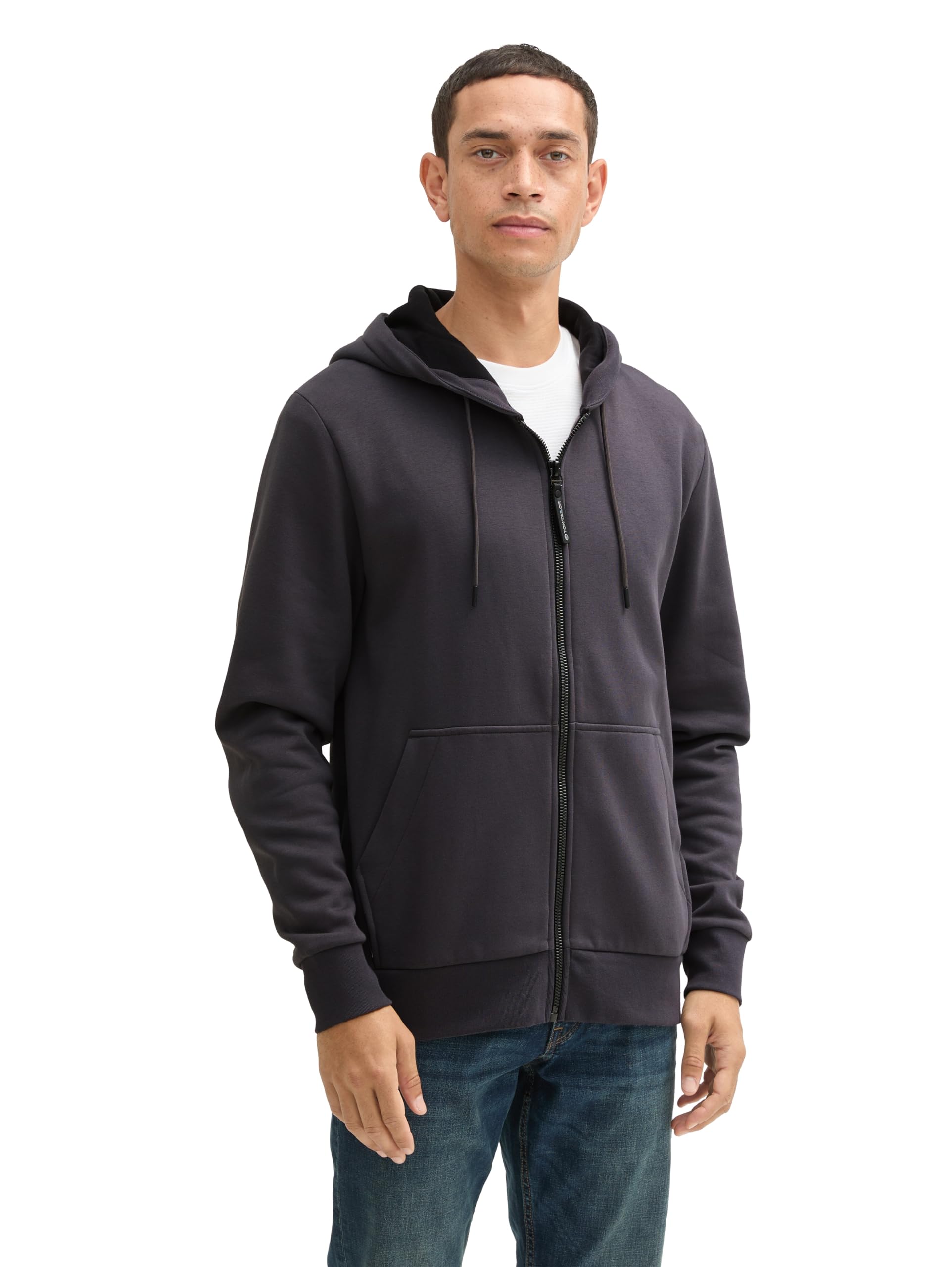 Tom Tailor Herren Hoodie Sweatjacke mit Kängurutasche